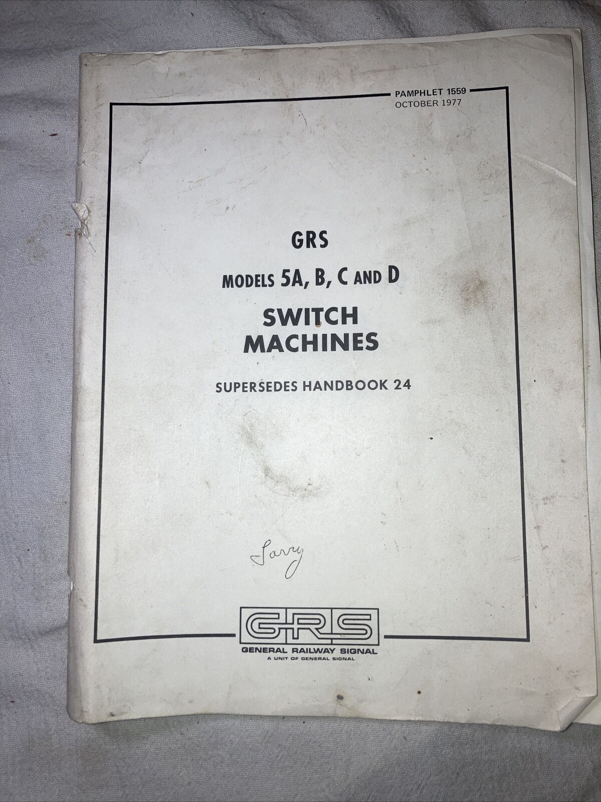 Vintage 80’s  GRS Burlington Northern Switch Machine Handbook