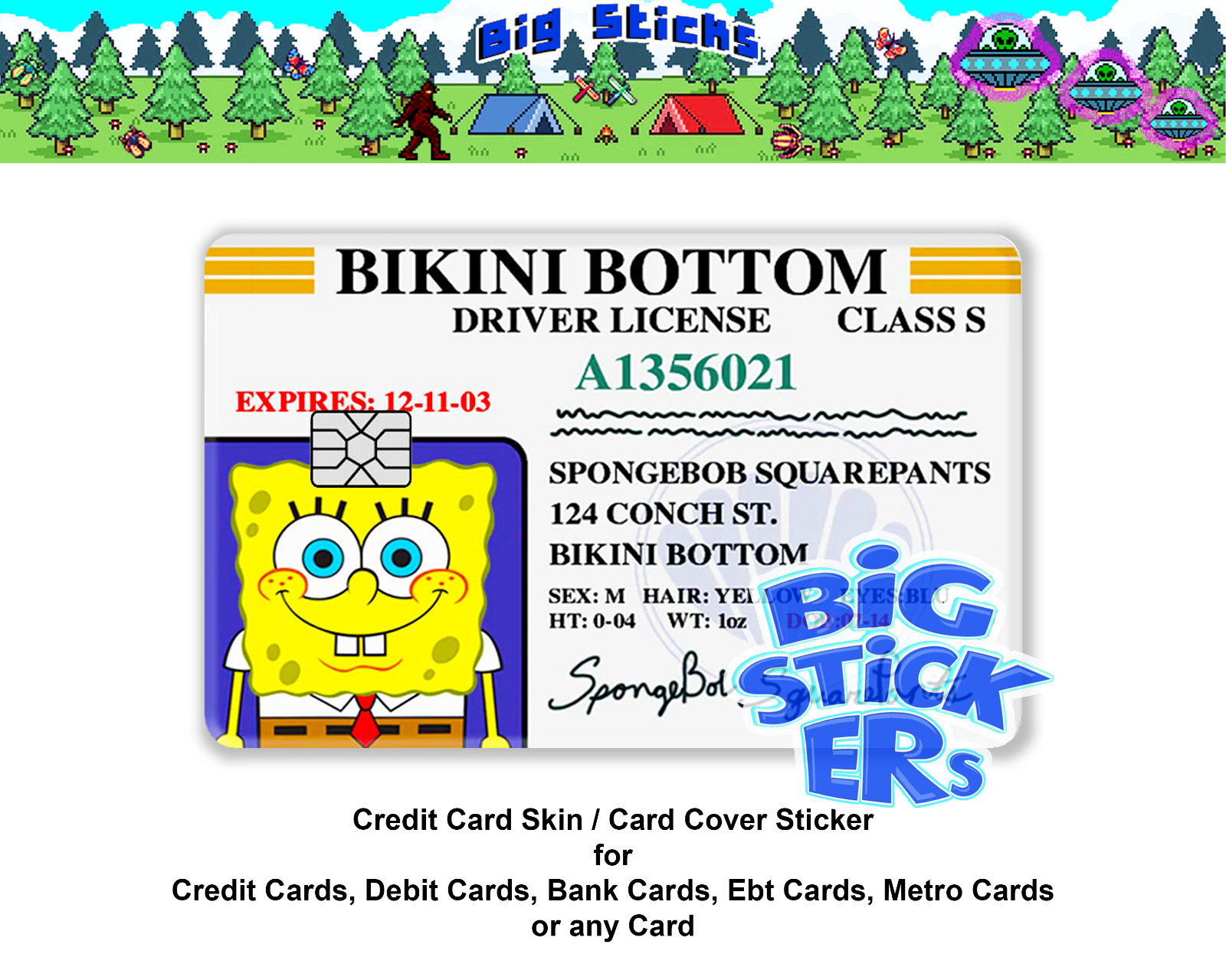 Bikini Bottom Drivers License Credit Card Skin SMART Sticker Cover SpongeBob