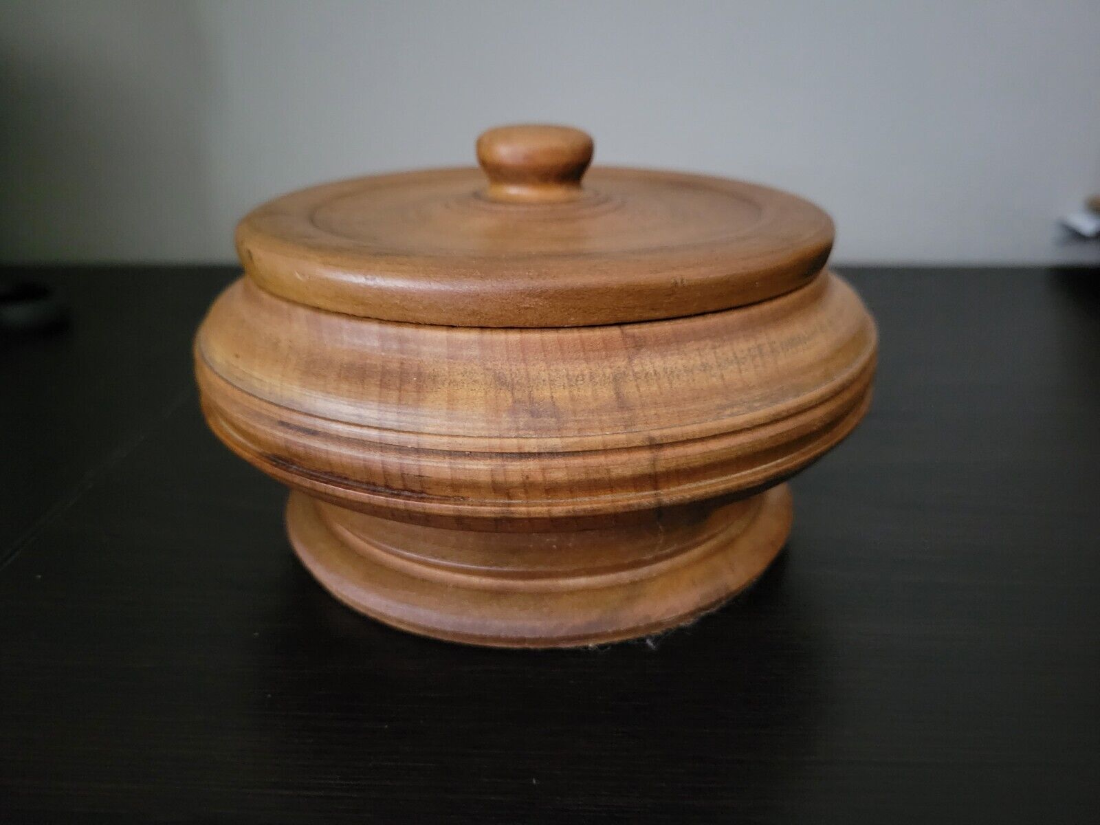 Wooden Wood Small Trinket Jewelry Pill Box Bowl with Lid
