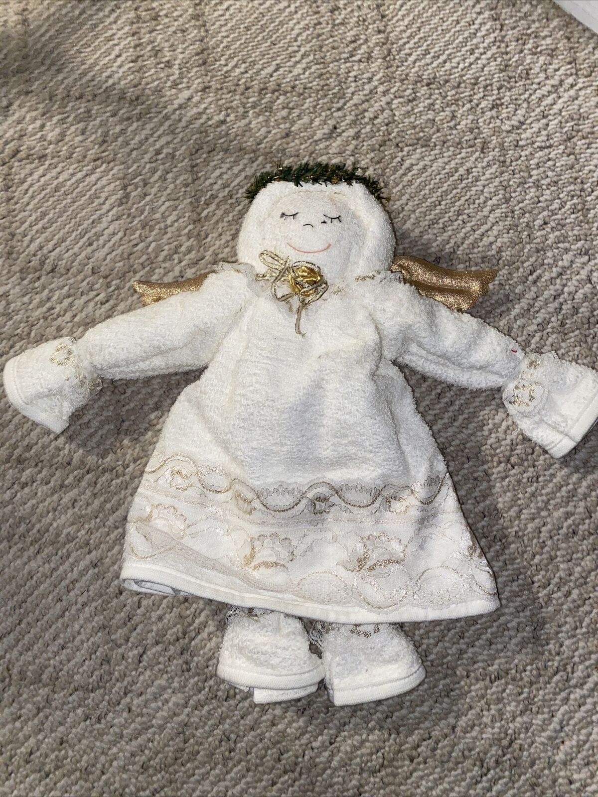 Angel Wash Cloth, Snow White Lace  Accents - Handcrafted