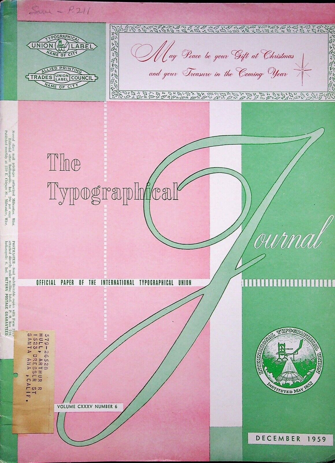 DECEMBER 1959 OFFICIAL PAPER OF THE INTERNATIONAL IYPOGRAPHICAL UNION CATALOG