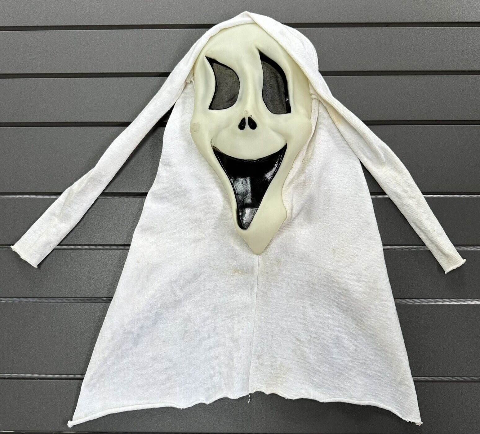 Vintage Scream Silly Ghostface Mask White Hood Fun World Div Glow In Dark Horror
