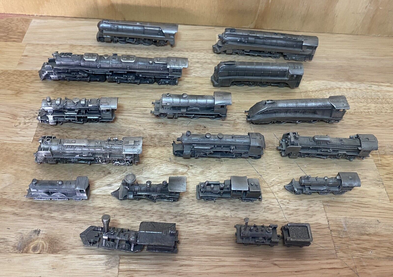 Franklin Mint the World's Greatest Locomotives In Pewter 16 Piece Lot With Cards