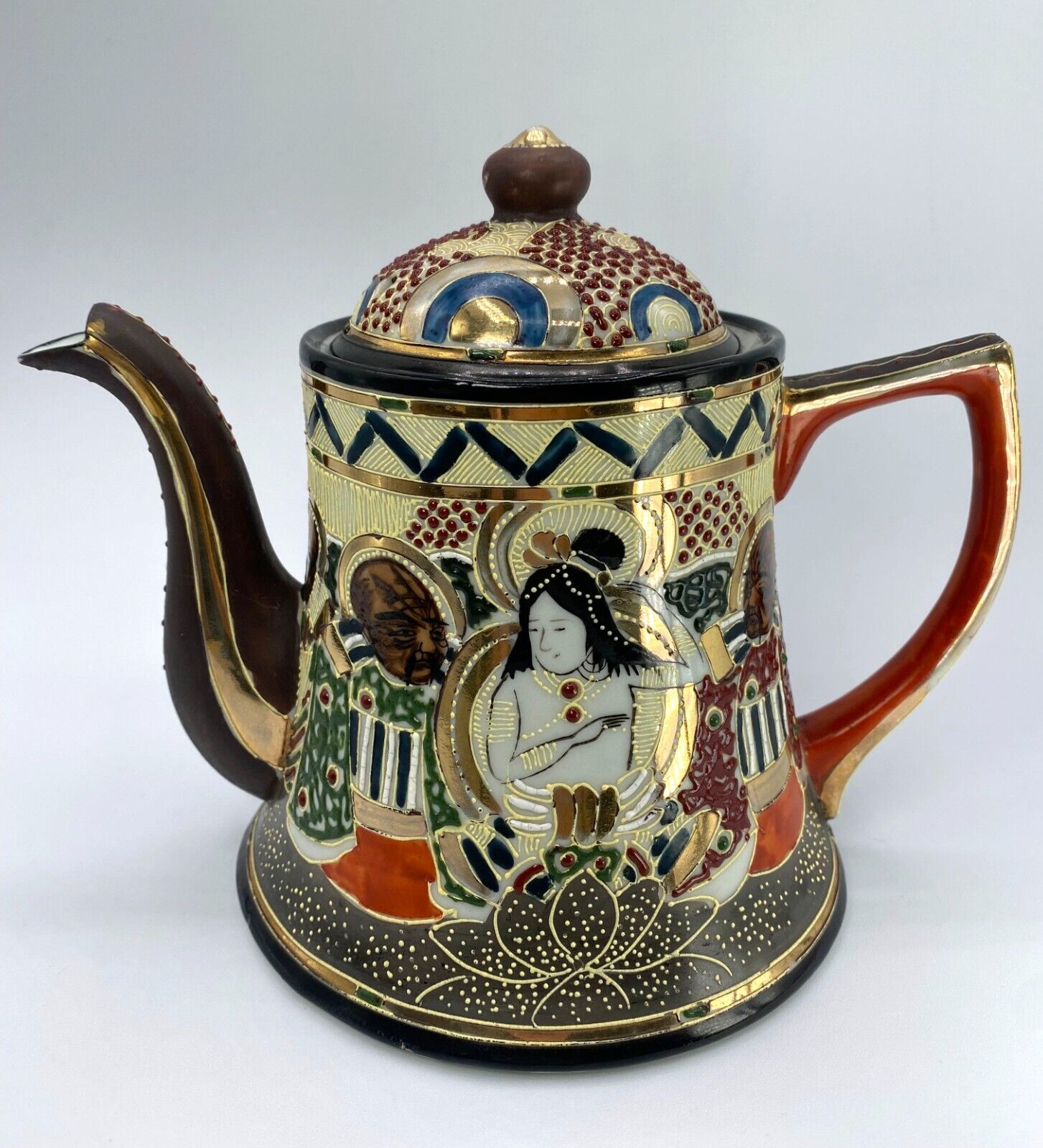 11-piece Japan Satsuma Tea Set — Hand-painted Fine Porcelain with Moriage & Gold