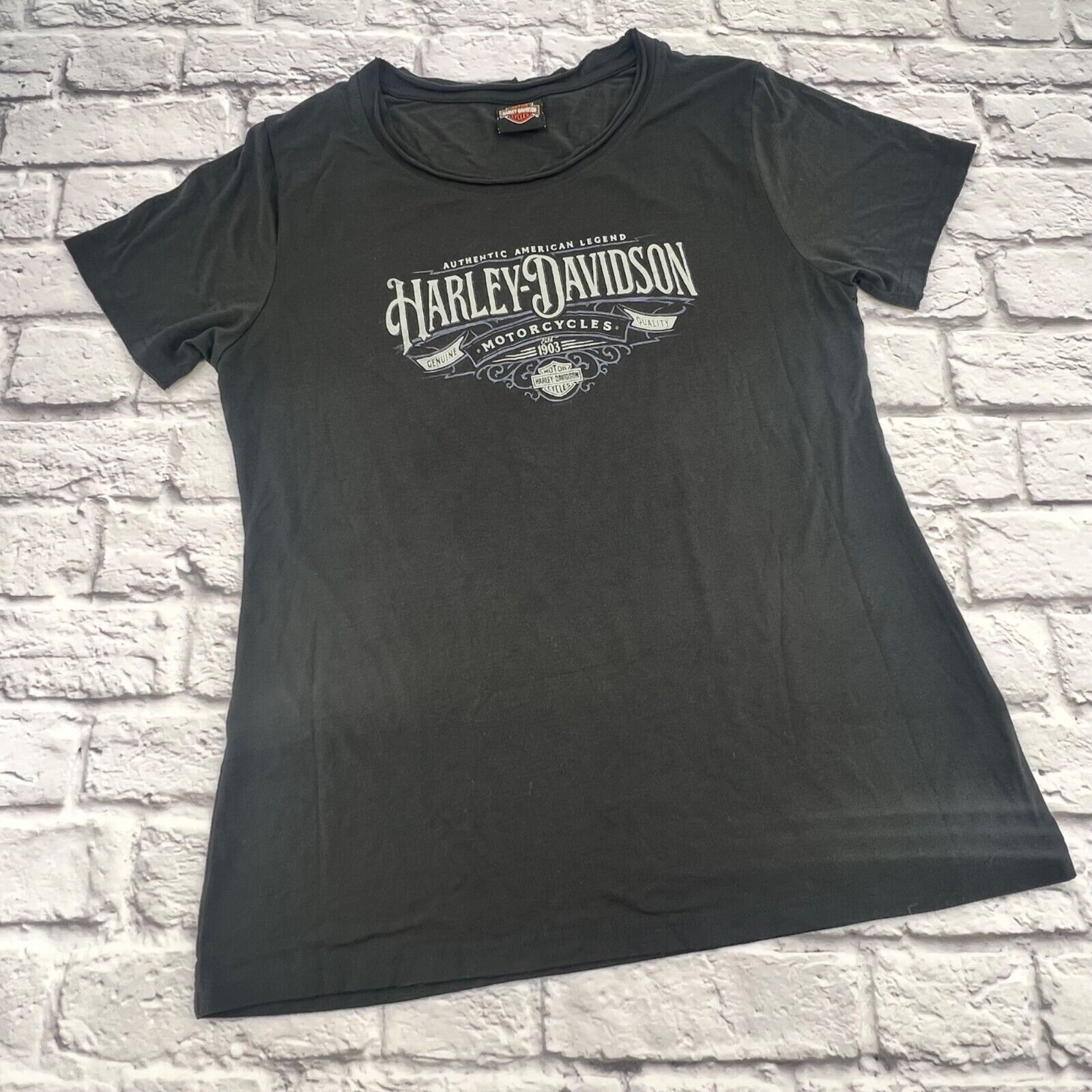 Harley Davidson T-Shirt Size XL Black Silverton Colorado Roll Neck Short Sleeve