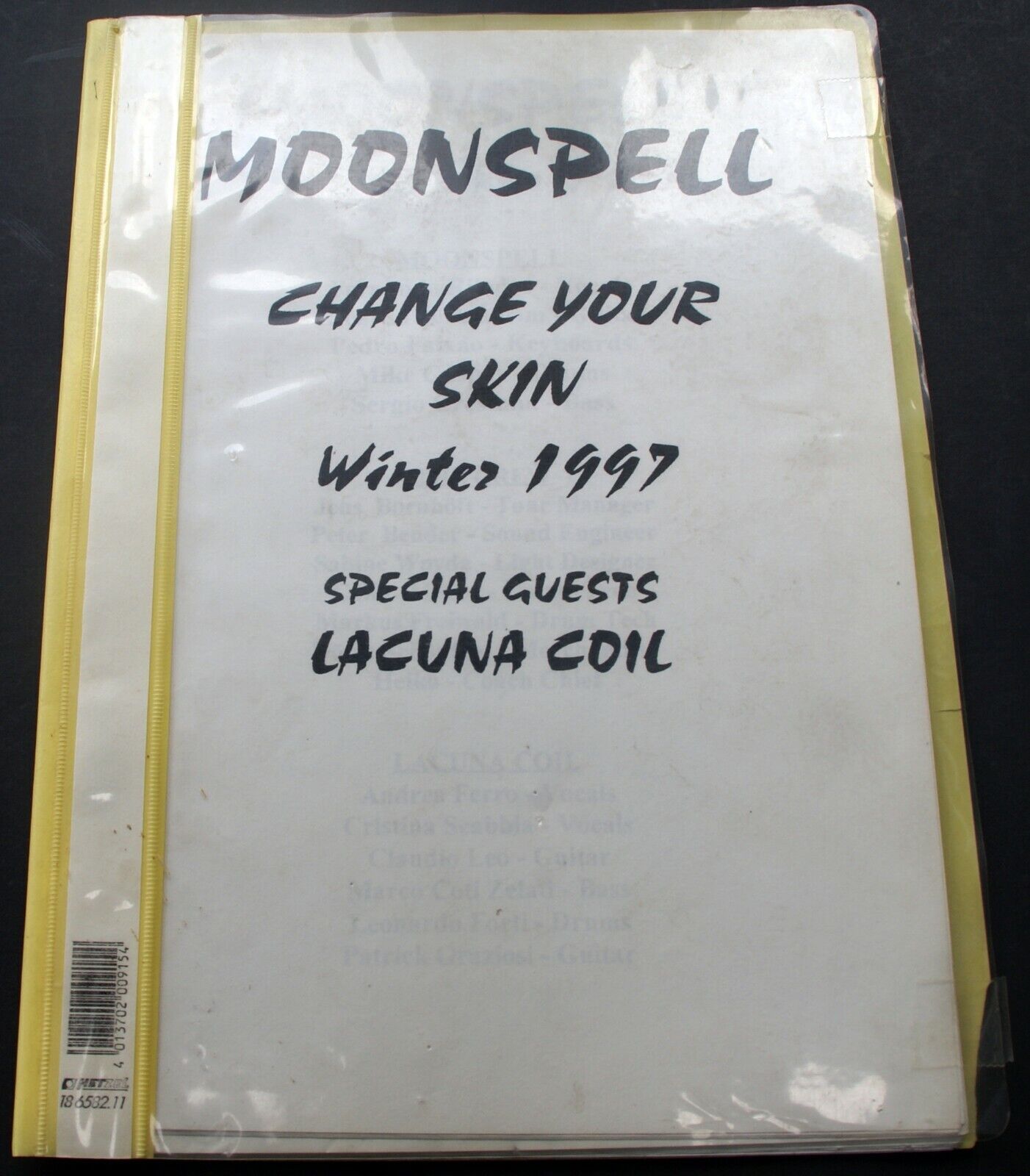 Moonspell Lacuna Coil Itinerary Change Your Skin European Winter Tour 1997