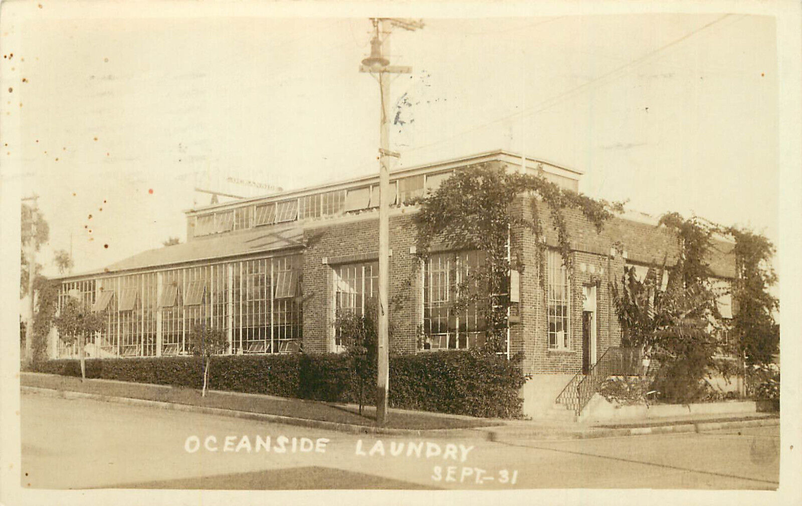 RPPC Postcard Oceanside Laundry San Diego County CA c1931