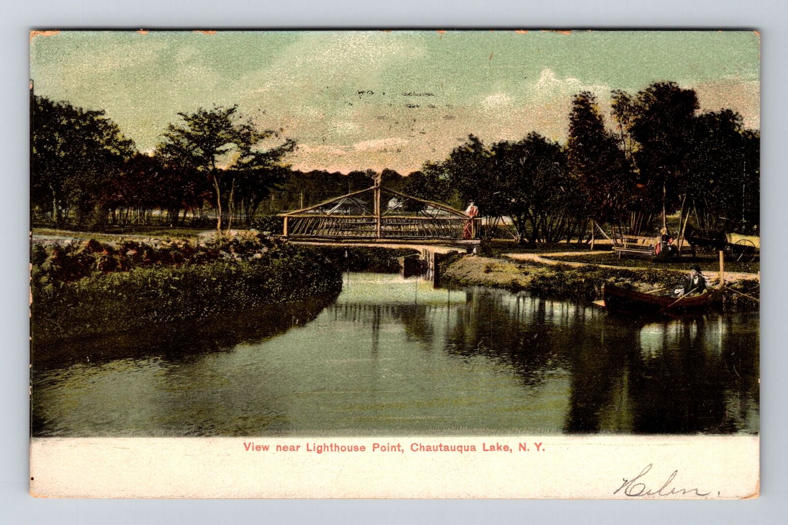 Chautauqua Lake NY-New York, View Near Lighthouse Point Vintage c1908 Postcard