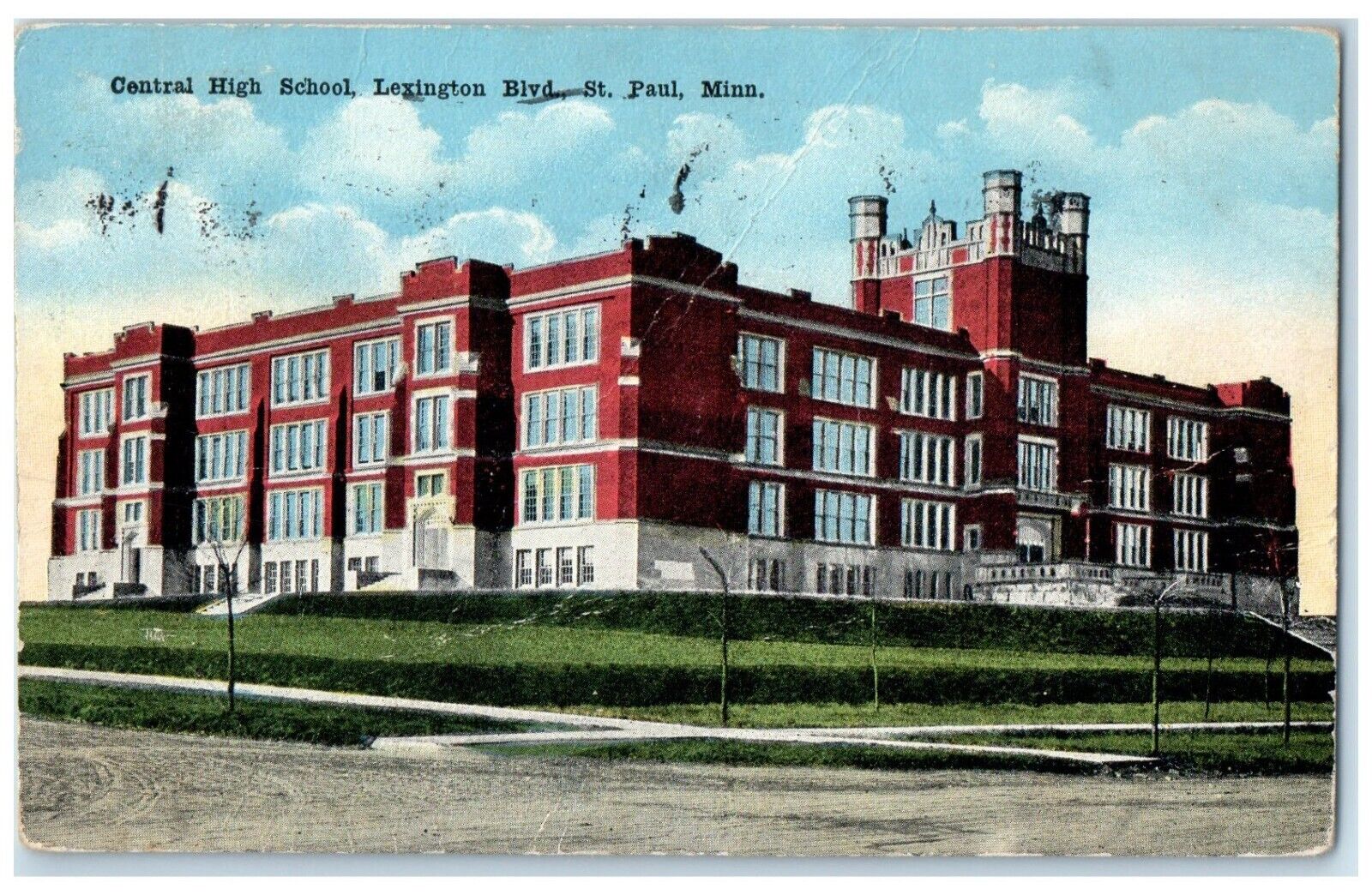 1920 Central High School Lexington Boulevard St. Paul Minnesota Vintage Postcard