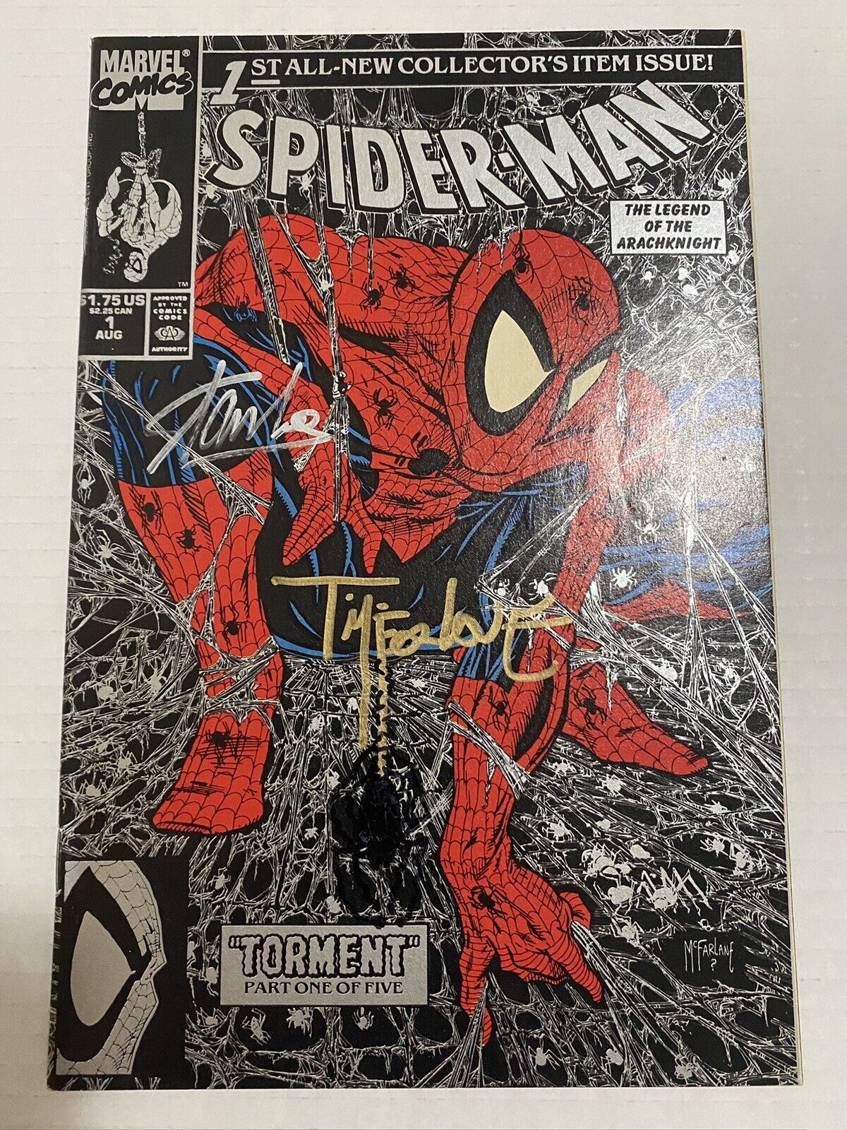 Spider-Man # 1  Signed Stan Lee & Todd McFarlane Sketch Silver Variant 1990 NM