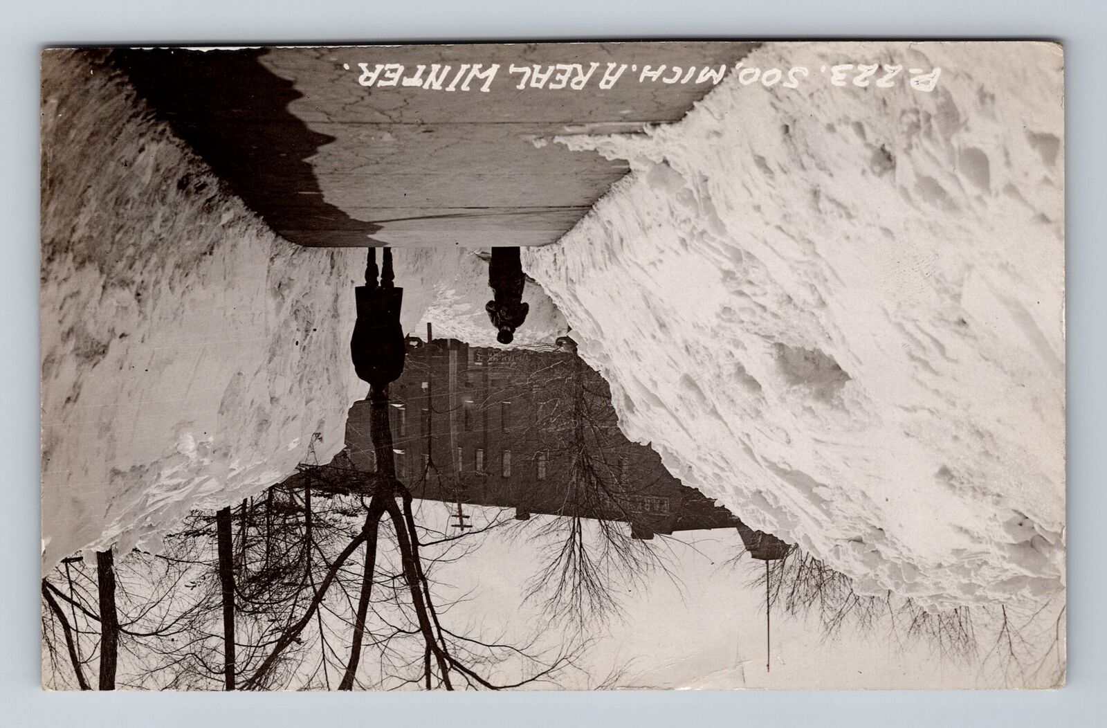 Sault Ste. Marie MI-Michigan, RPPC, Snow Drifts, Vintage c1923 Postcard