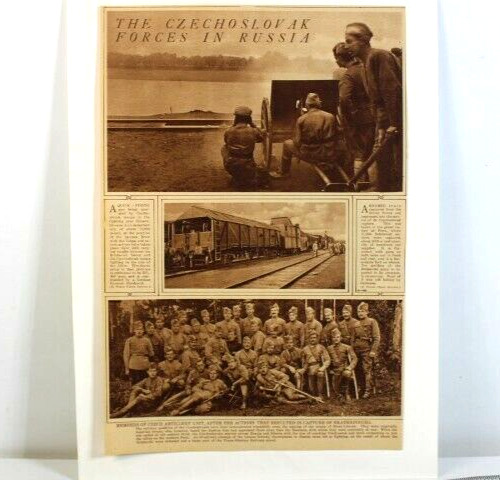 Antique 1919 Paper Print from WW1 Czechoslovak forces in Russia