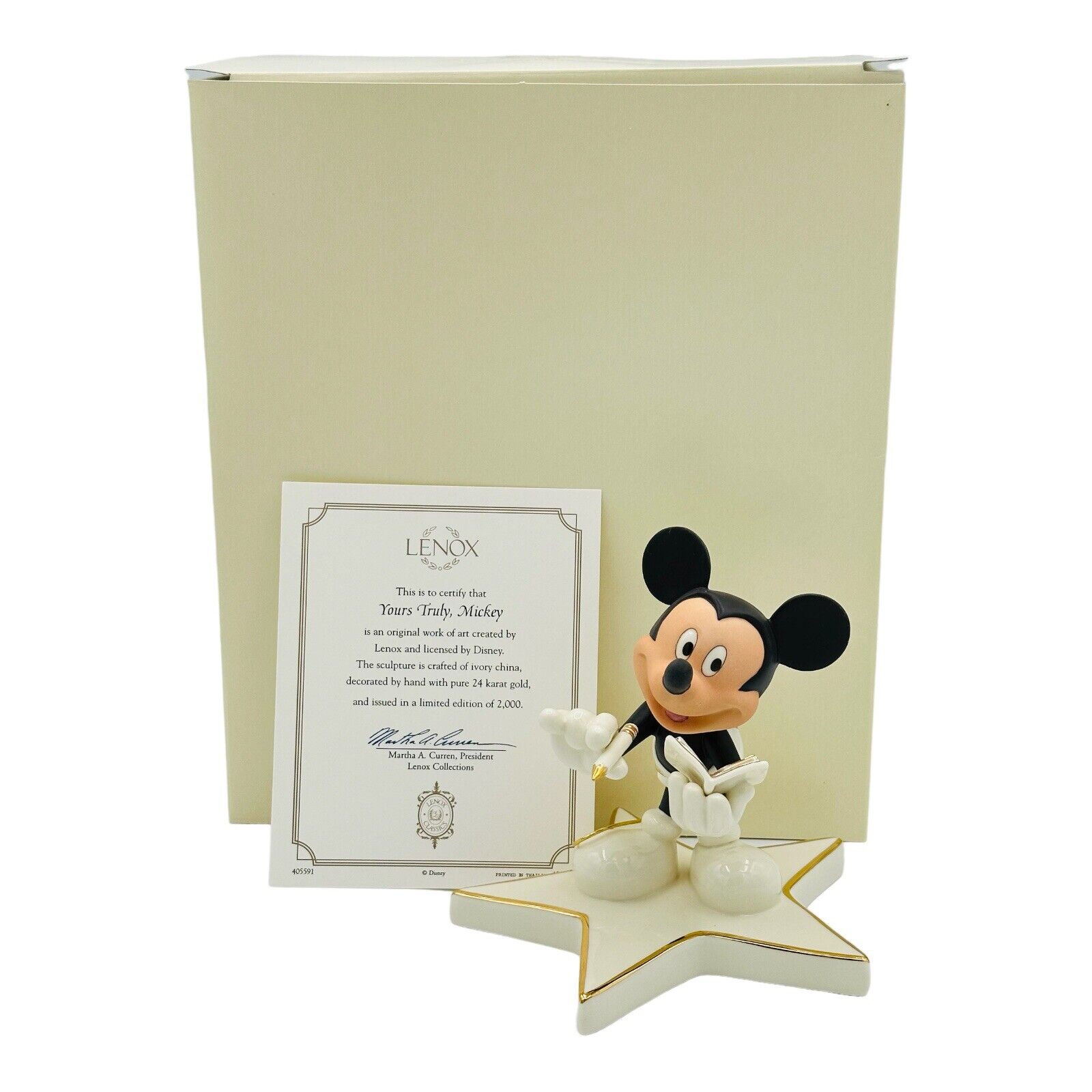 Lenox Disney Yours Truly, Mickey Mouse Figurine NEW IN BOX & COA