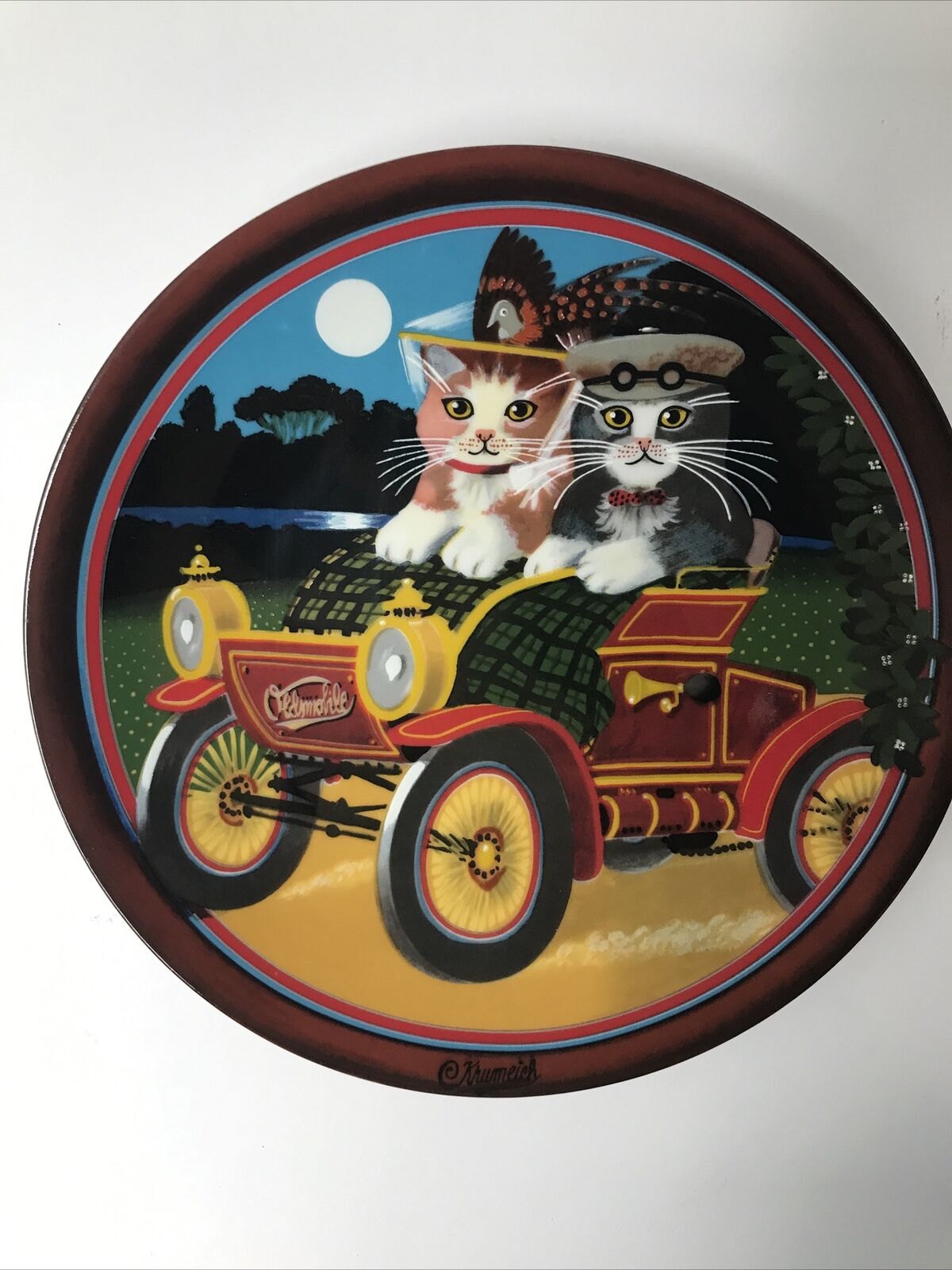 ✅ Anna-Perenna Collector's Plate My Merry Oldsmobile Golden Oldies Cat Plate