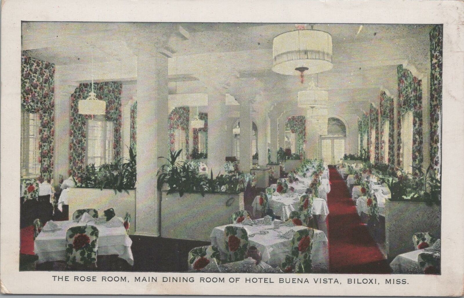 Postcard The Rose Room Dining Room Hotel Buena Vista Biloxi MS 