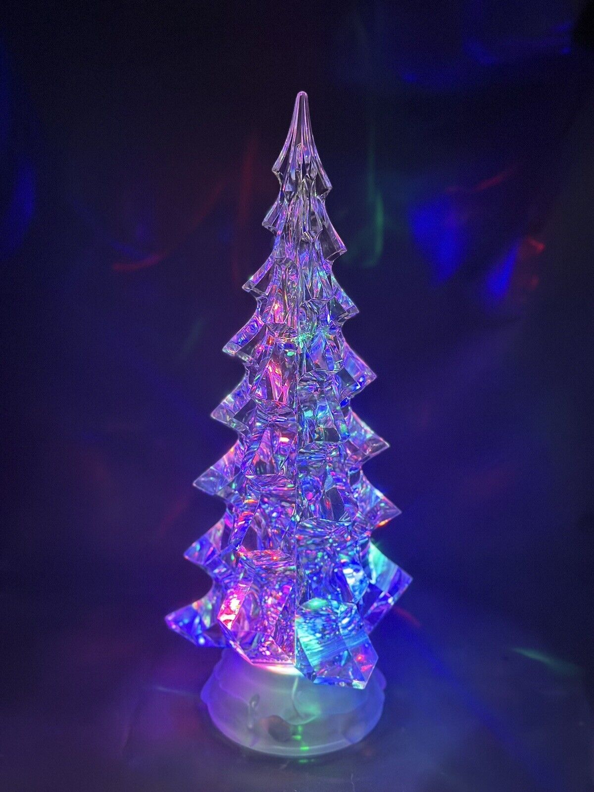 Kurt Adler Glitter Liquid Filled Battery Light Up Clear Acrylic Tree Beautiful