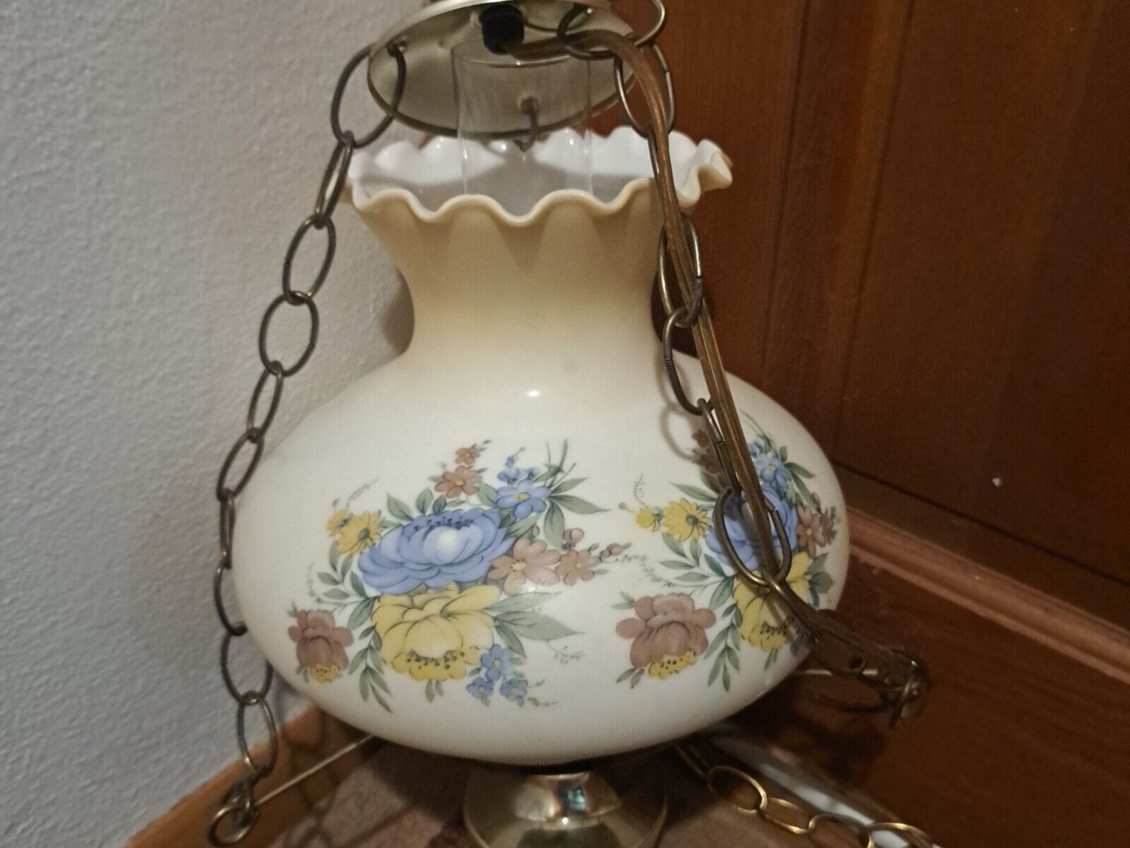 Vintage GWTW Glass Pendant Light Hanging Chandelier Lamp Floral