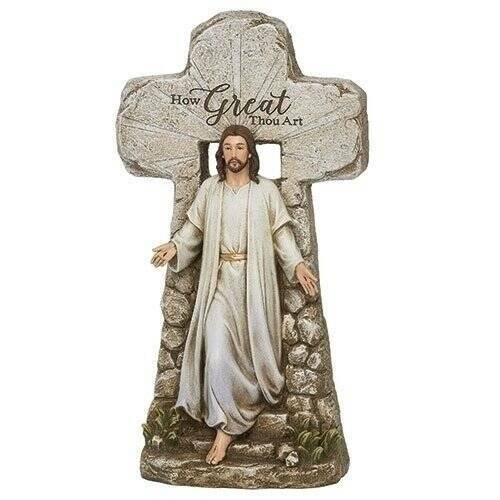 Risen Jesus Easter Statue Walking Out Of Tomb How Great Thou Art 15 inch