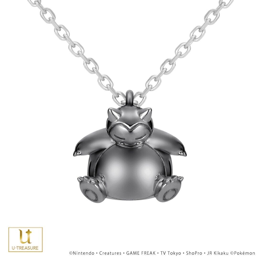 U-TREASURE Pokemon Snorlax Necklace Silver Black Coating New F/S from Japan