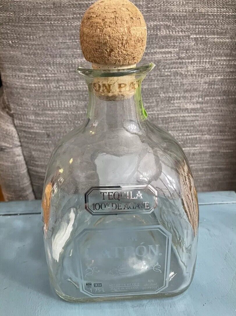 Patron Silver Tequila 750ml - EMPTY Bottle With The Cork Top