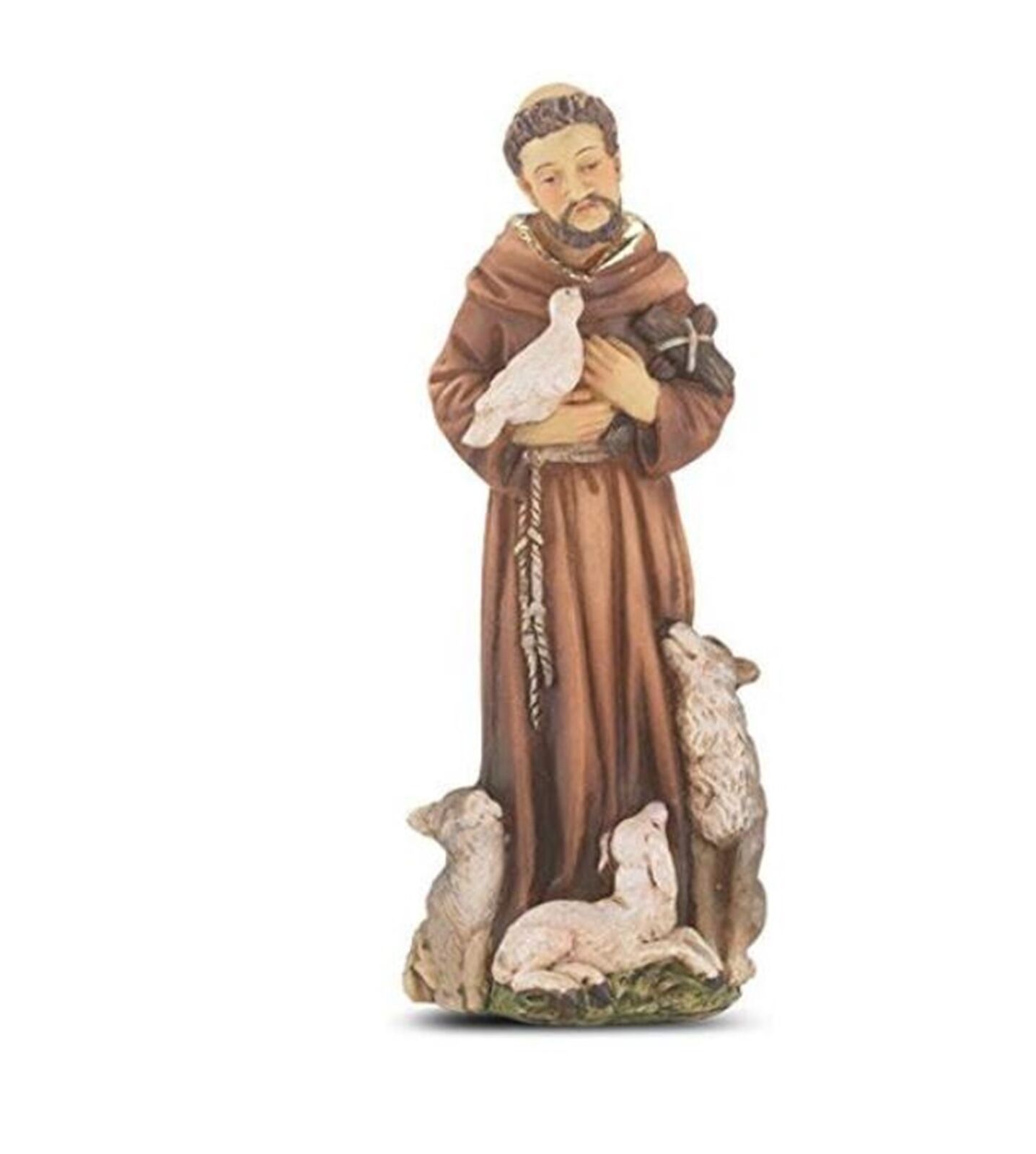 Statue St Francis of Assisi Catholic Figurine 4 Inch Patron Saint w Holy Card