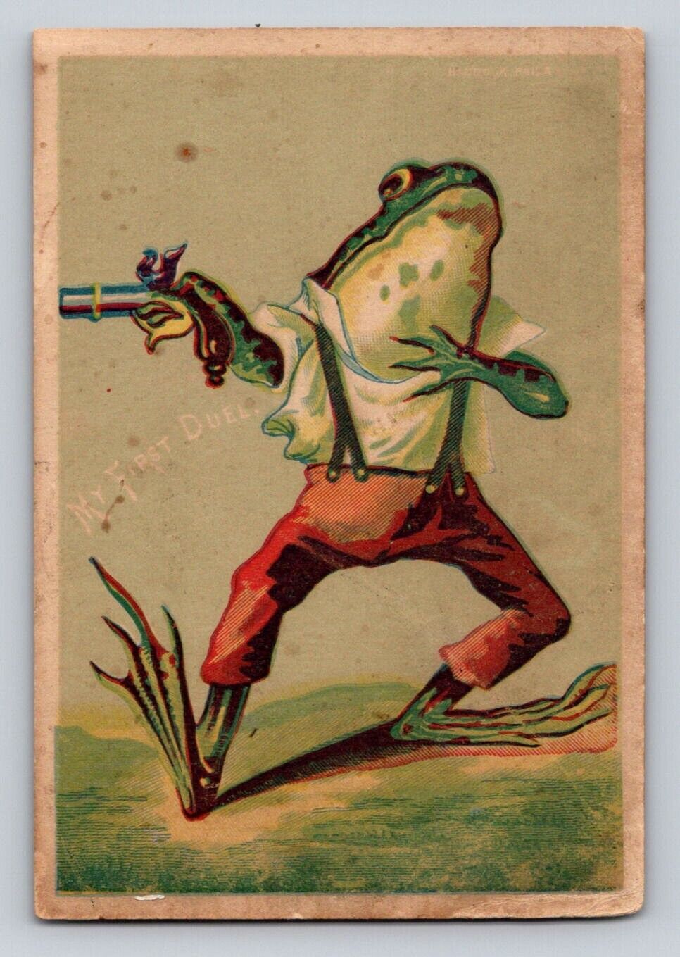 Anthropomorphic Dress Frog Carries Flintlock Pistol   P739