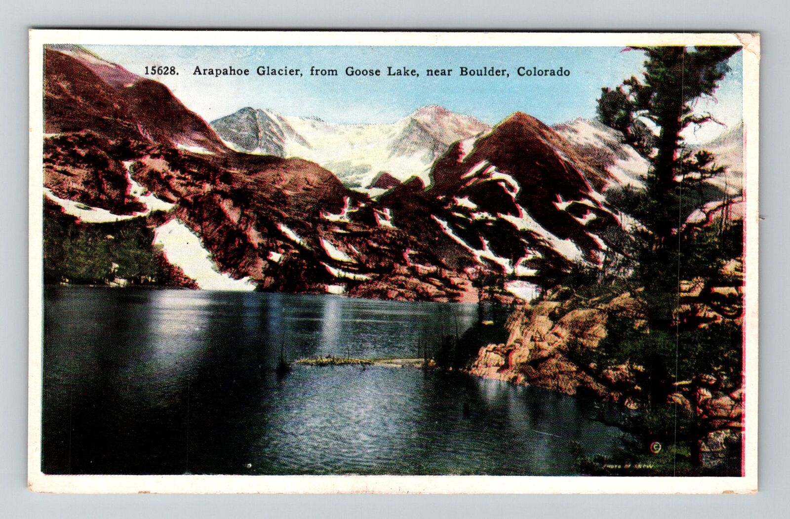 Boulder CO-Colorado, Arapahoe Glacier, Goose Lake, c1930 Vintage Postcard