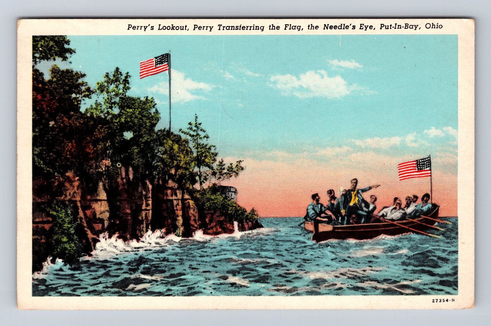 Put In Bay OH-Ohio, Perry's Lookout, Antique, Vintage c1952 Souvenir Postcard