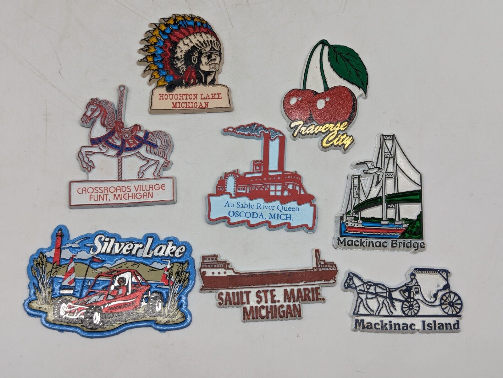 MI Souvenir Magnets Mackinac Traverse City Oscoda Flint Sault Ste Marie Houghton