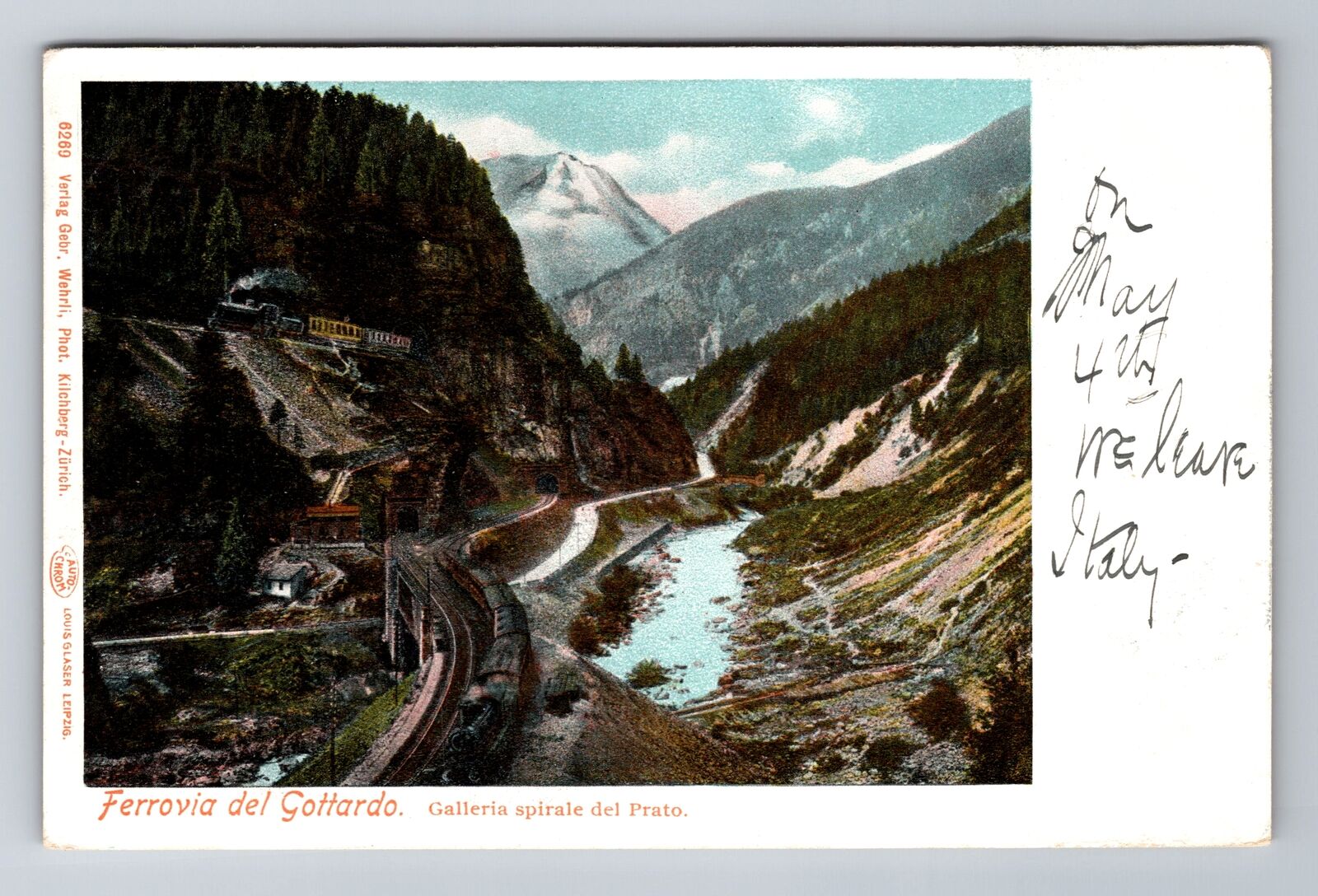 Küssnacht-Switzerland, Gotthard Railway, Aerial, Antique, Vintage Postcard