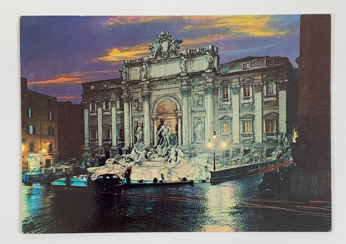 The Fountain of Trevi Nightly Rome Italy Postcard Unposted