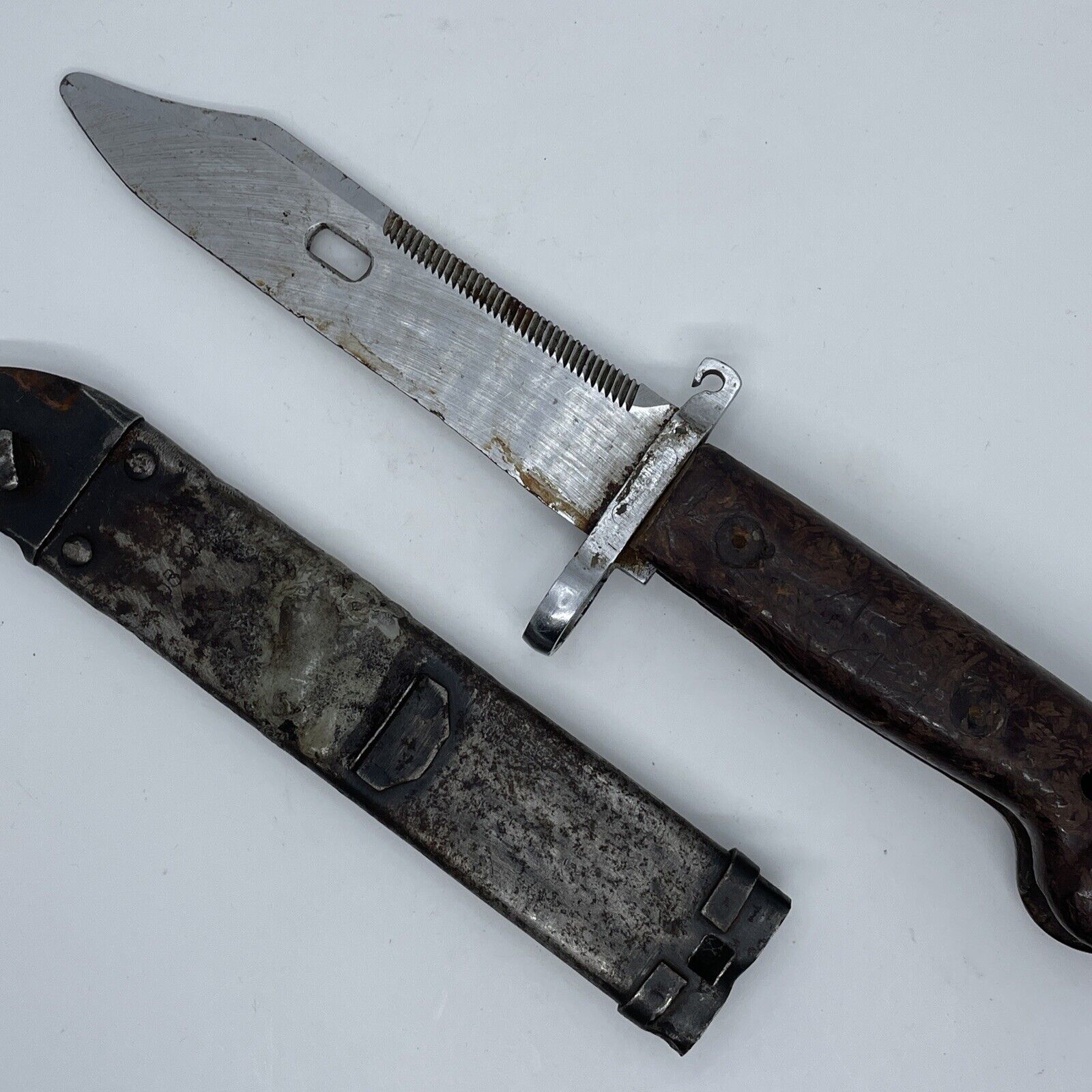 Vintage Bayonet With Metal Sheath Surplus Military Knife Scabbard War