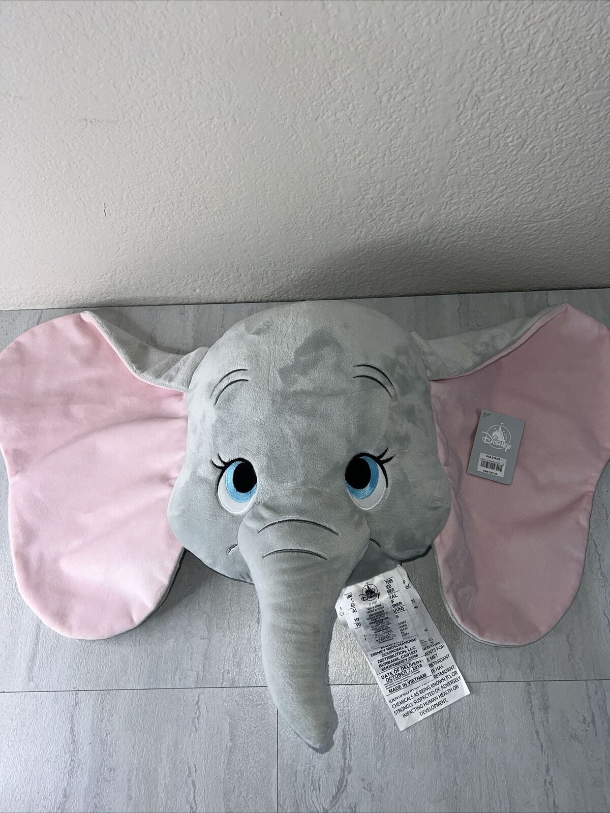 Authentic Disney Store Dumbo Plush Toy Pillow Cushion NWT