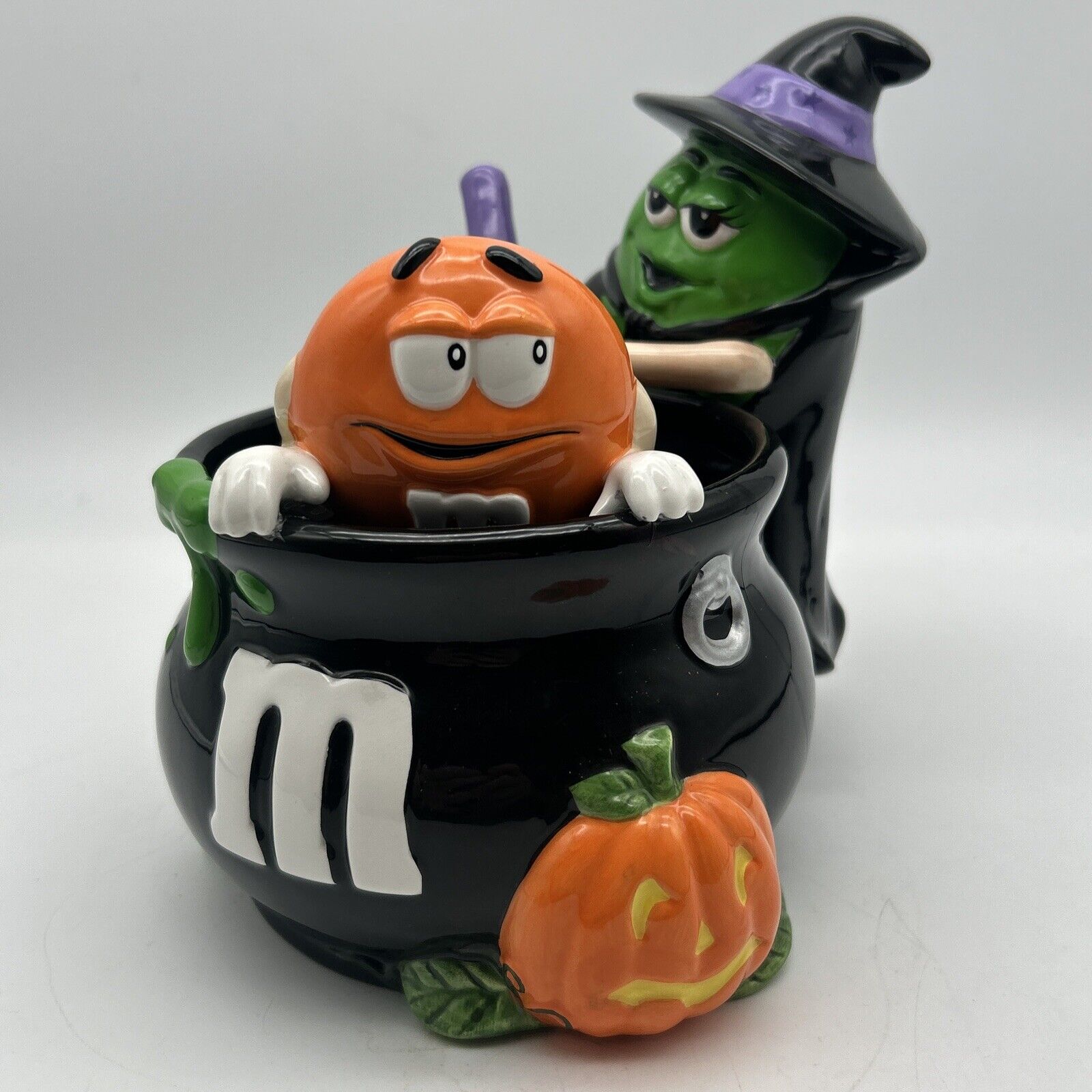 Vtg Rare M&M\'s 2003 Galerie Halloween Witch With Cauldron Candy Bowl Ceramic