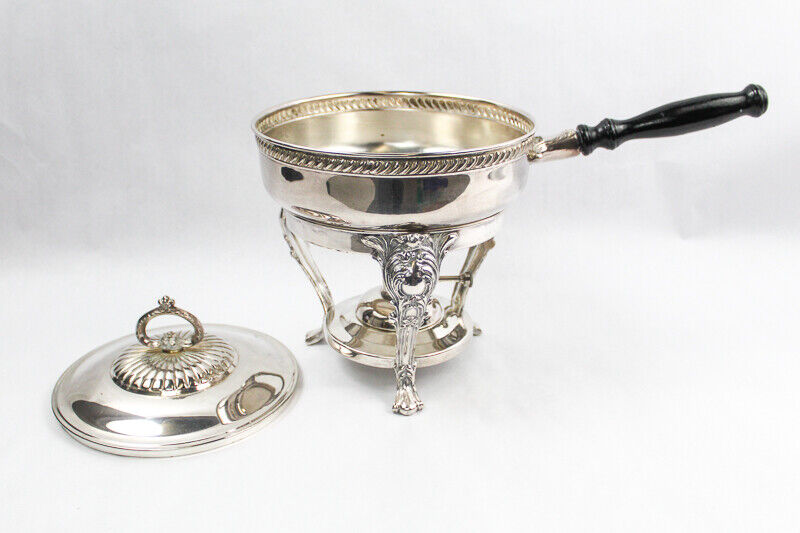 Vintage Pilgram Silver Plate Chafing Dish With Stand and Burner Lid 
