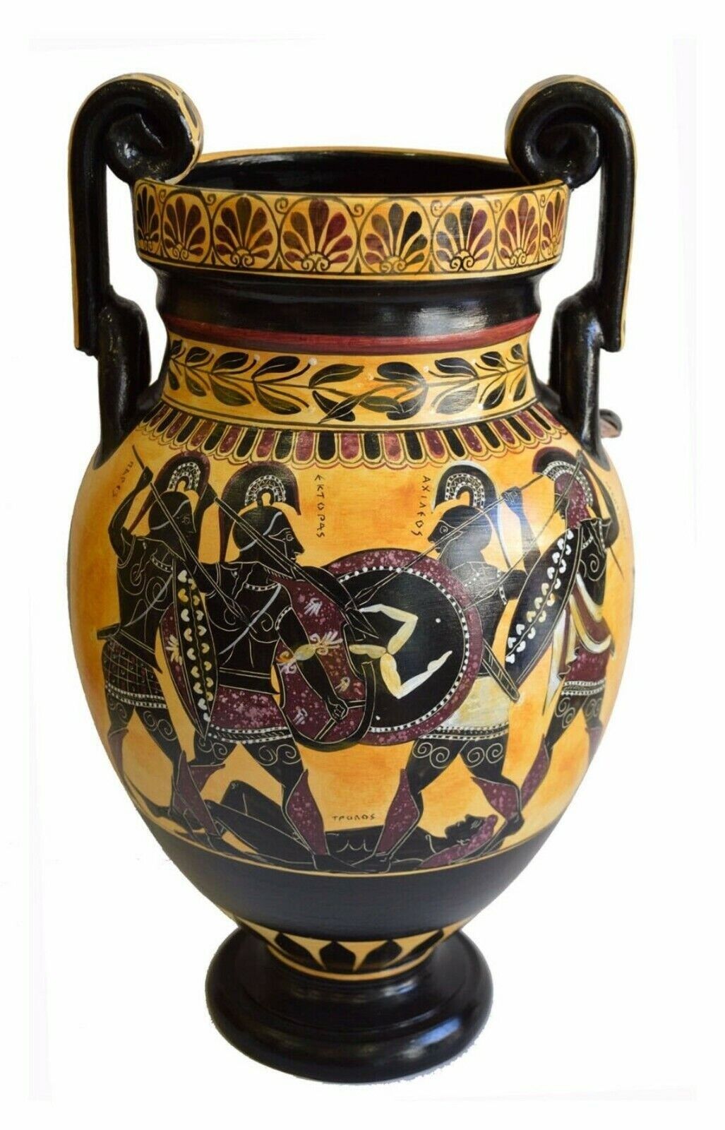 Achilles Hector Menelaos Paris -Trojan War Theme - 550 BC,Replica – Ceramic Vase