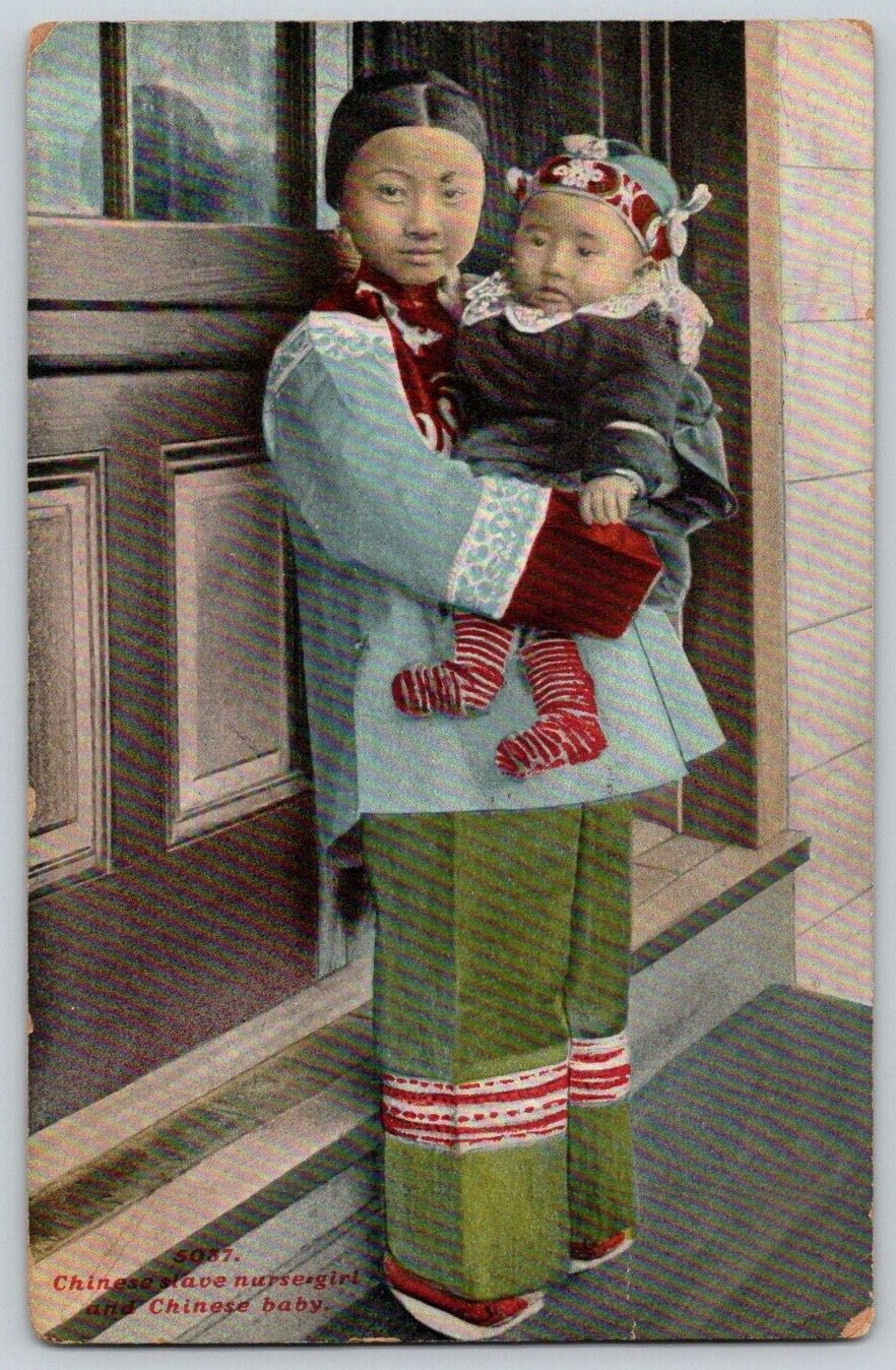 Antique Postcard~ Chinese Slave Nurse Girl & Baby Boy~ San Francisco, CA