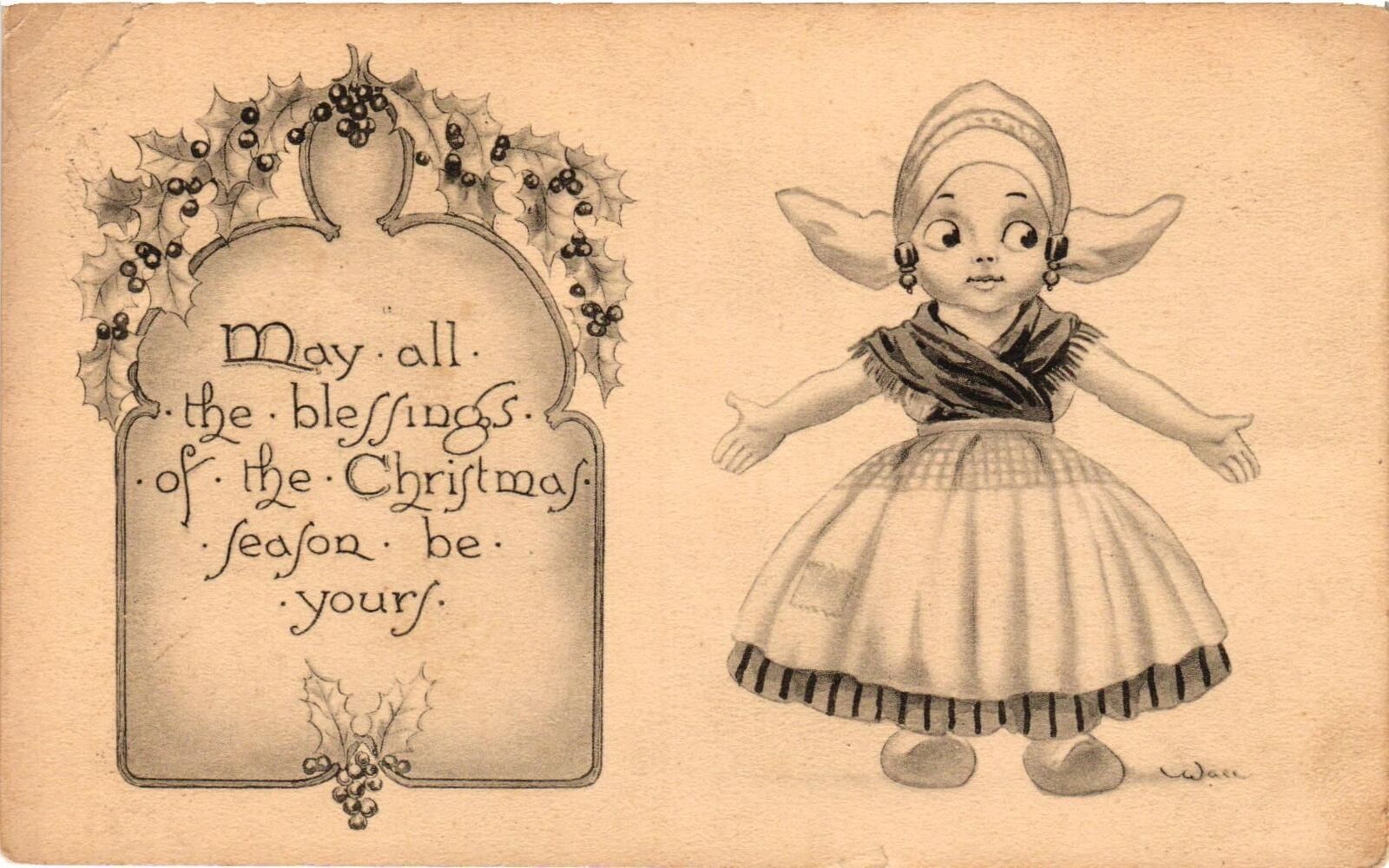 Vintage Postcard- May all the Blessings, Christmas Greetings Early 1900s