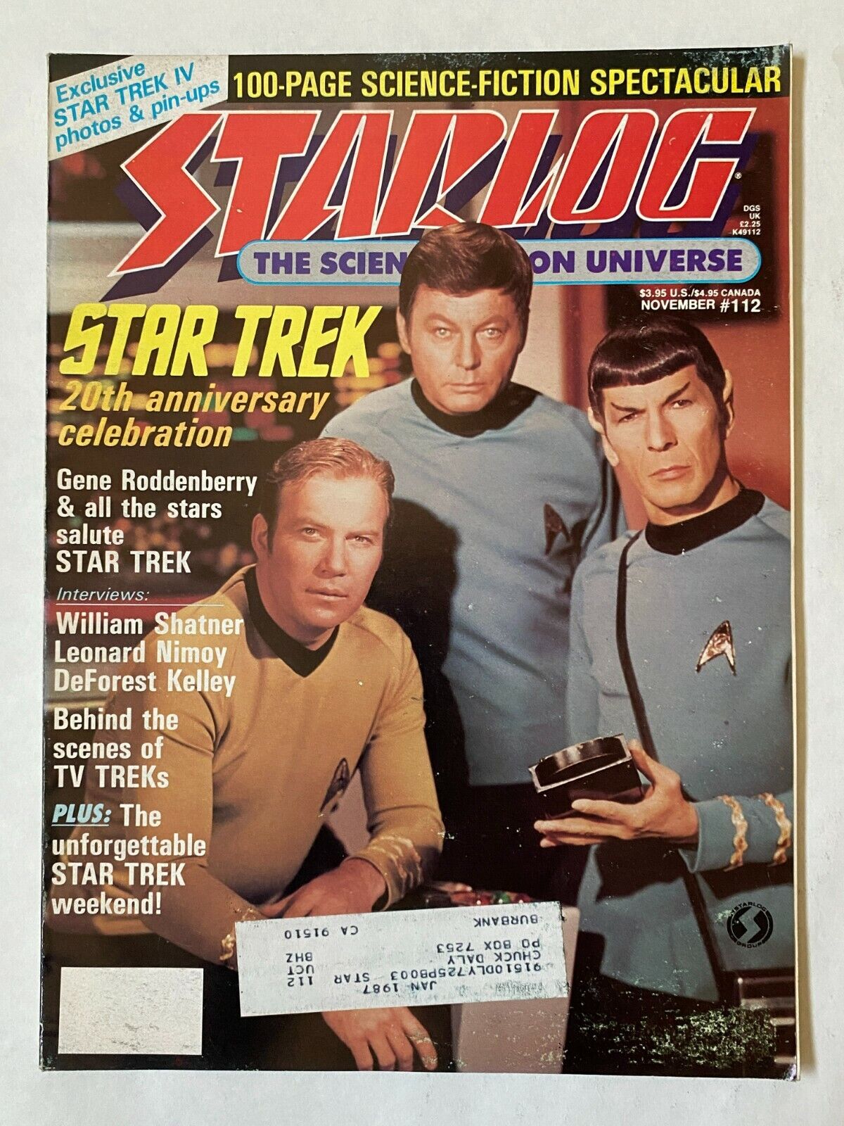 STARLOG #112 - 1986 November Featuring Star Trek On Cover VINTAGE