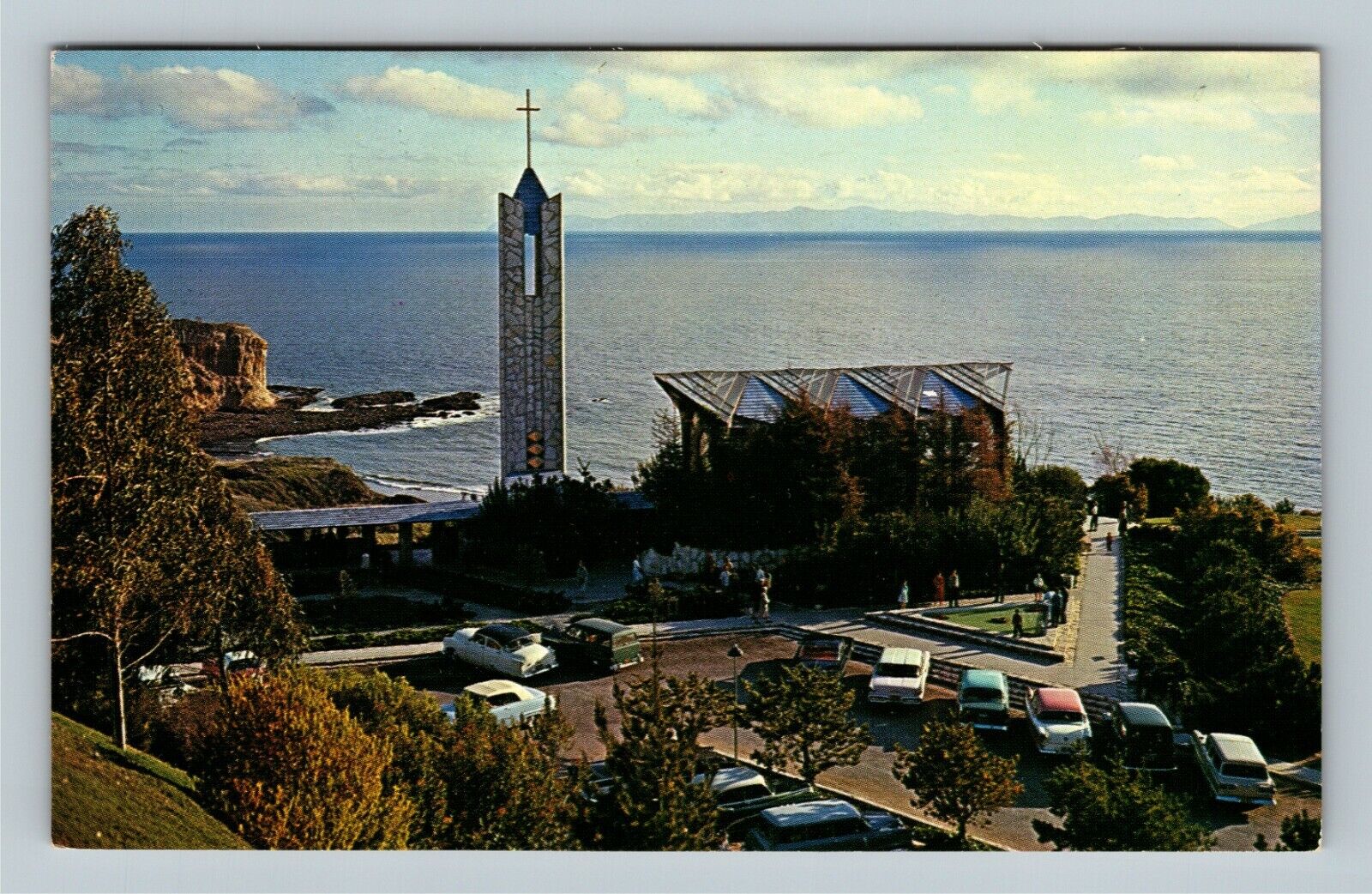 Portuguese Bend CA, Wayfarers Chapel, California Vintage Postcard