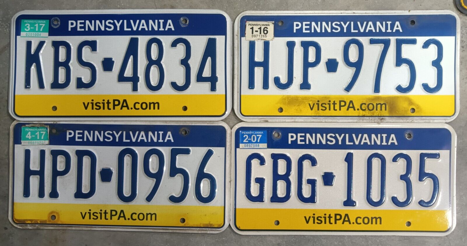 2017 Pennsylvania License Plate Lot Of 4