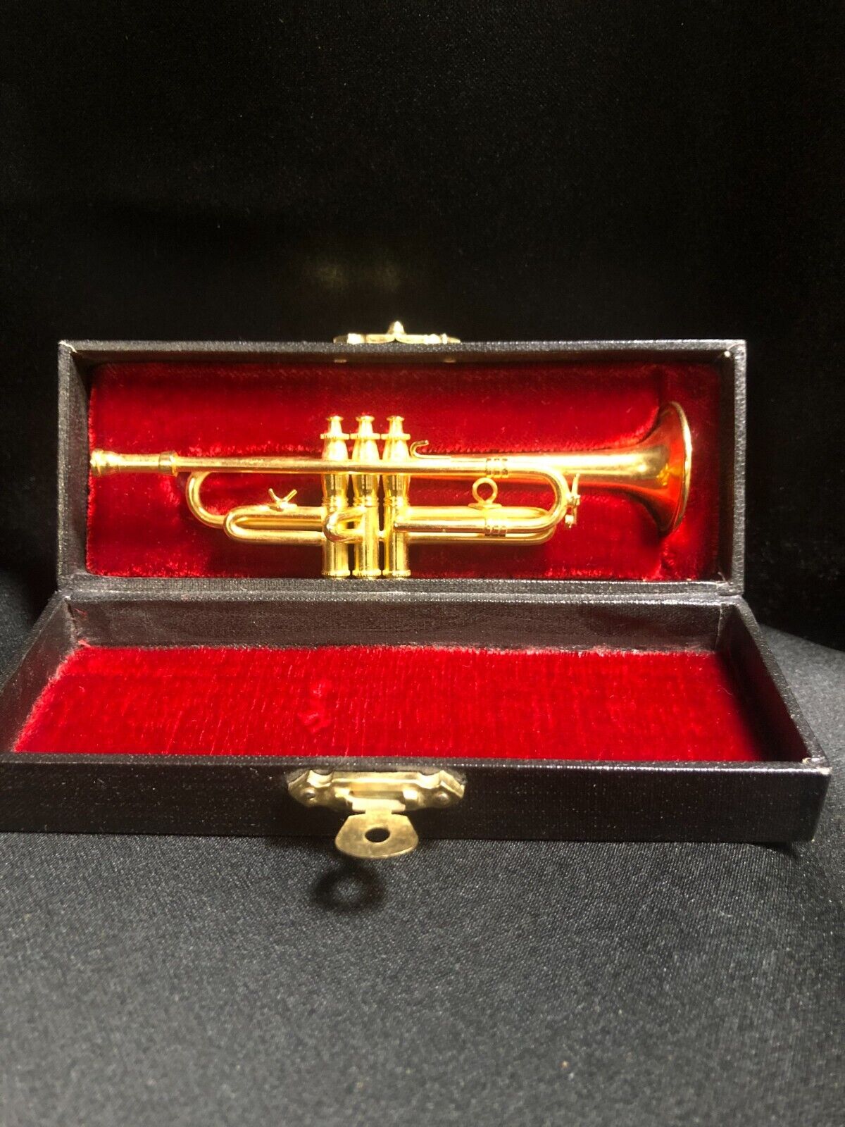 Miniature Trumpet, Brass with Case, 4 1/2