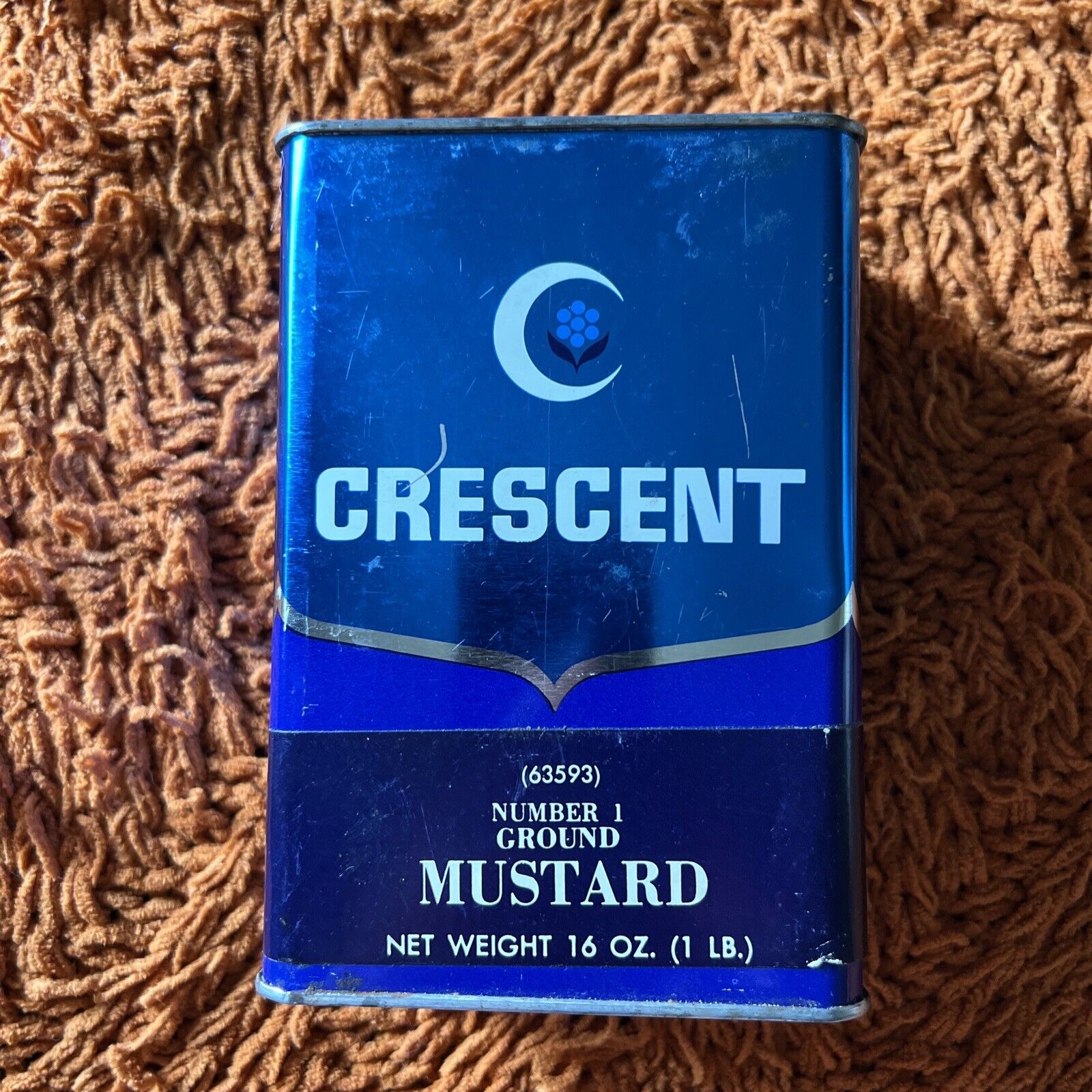Vintage Crescent Number 1 Ground Mustard Spice Can One Pound 16 Ounces