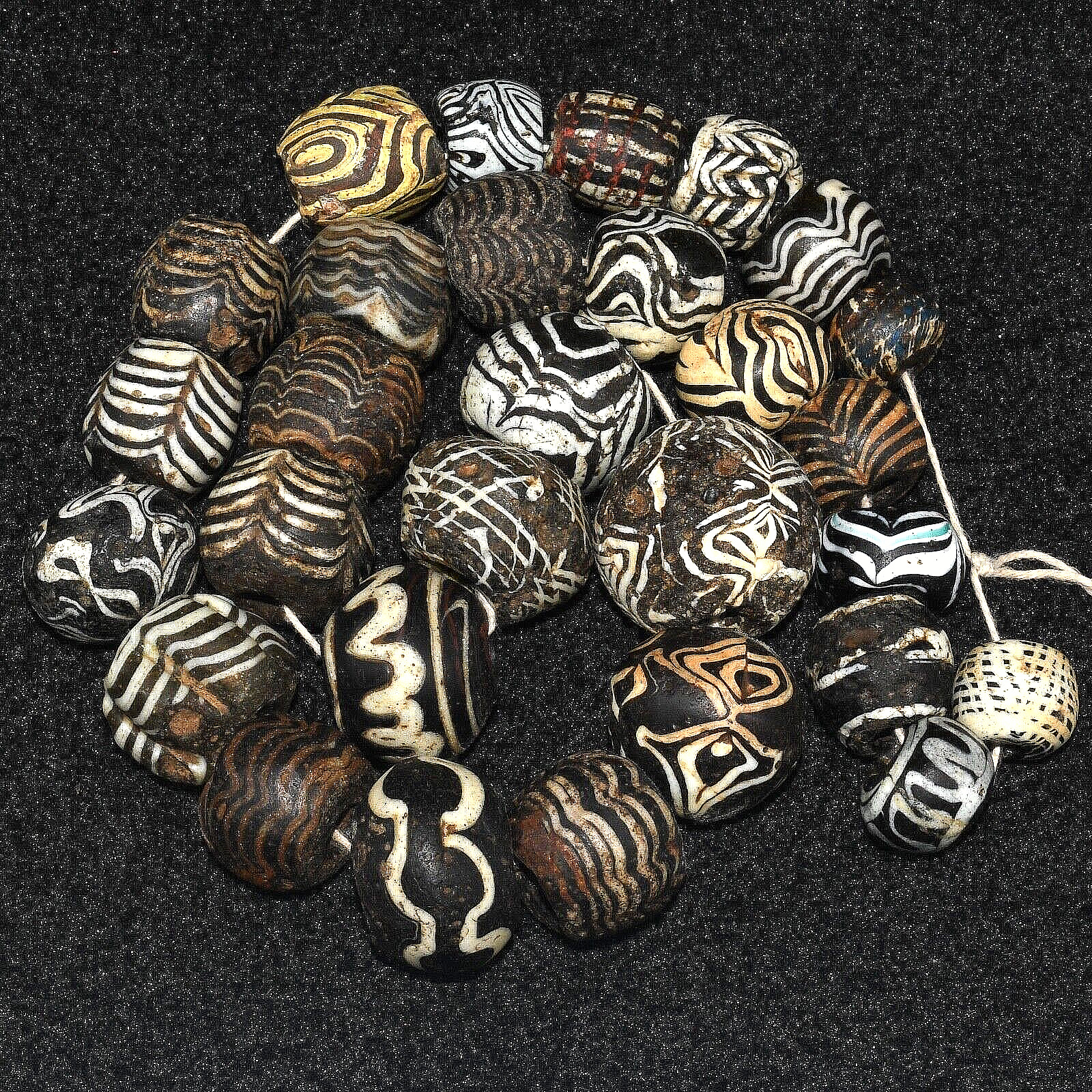 29 Genuine Ancient Large Roman Islamic Gabri Glass Beads from Hebron Palestine