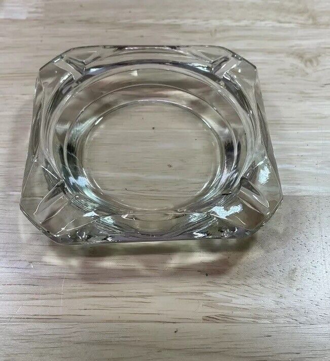 Vintage Clear Glass Astray 3-3/4 Inch Square 