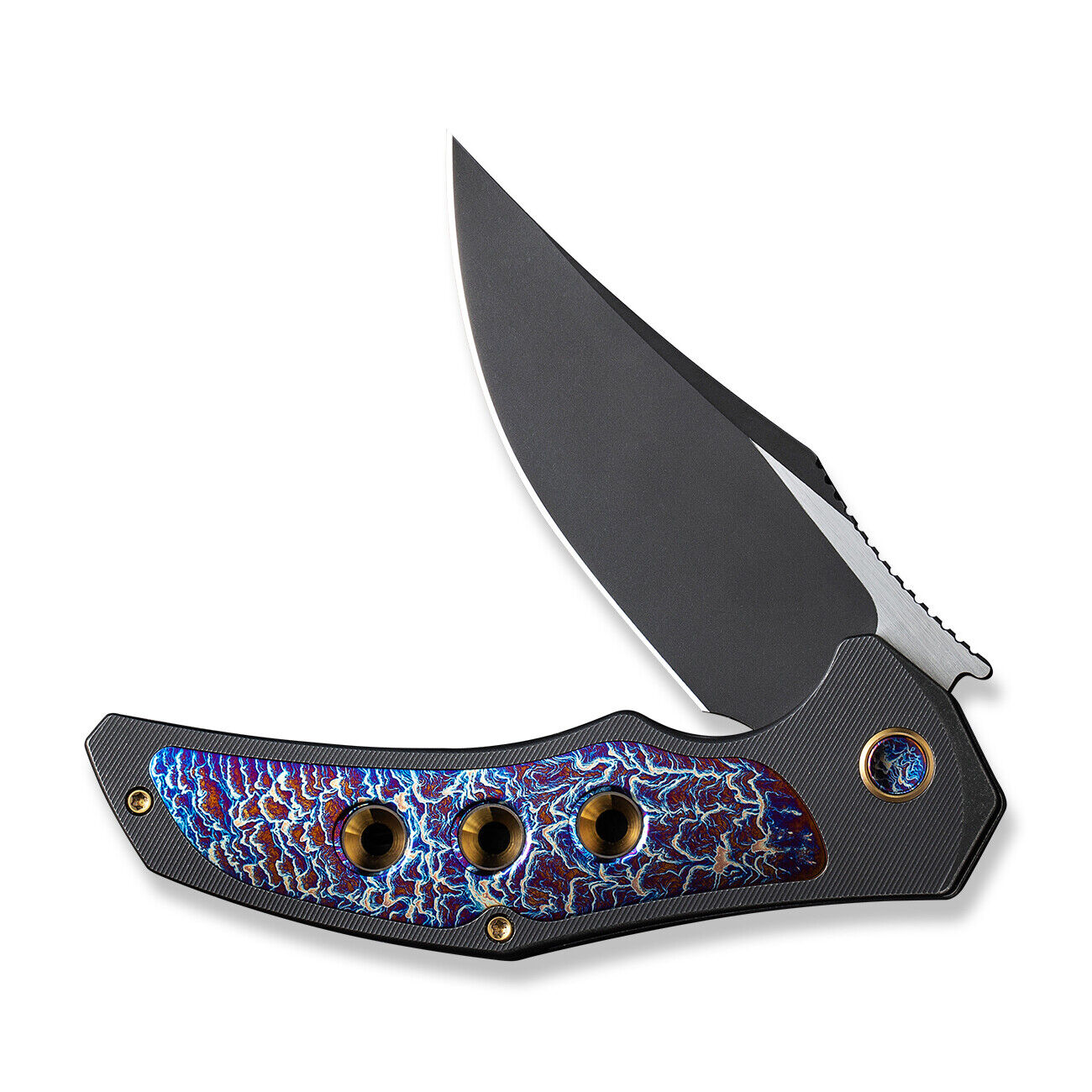 WE Knife Magnetron 18058-4 Black Blue Flamed Titanium CPM-20CV Pocket Knives