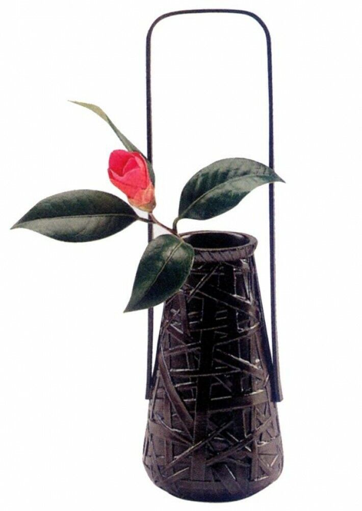Kaki Japanese Metal Flower pot Vase Ajiro Kissho Ikebana Handcraft Made in Japan
