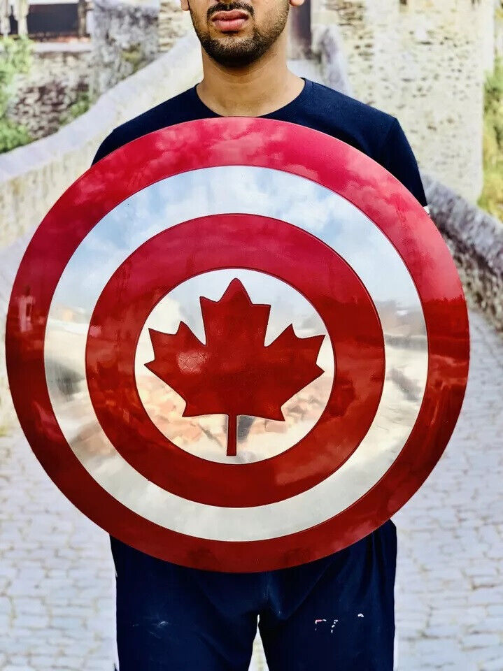 Captain Canada Shield - Red and White Metal Replica Prop - Shield for Cosplay