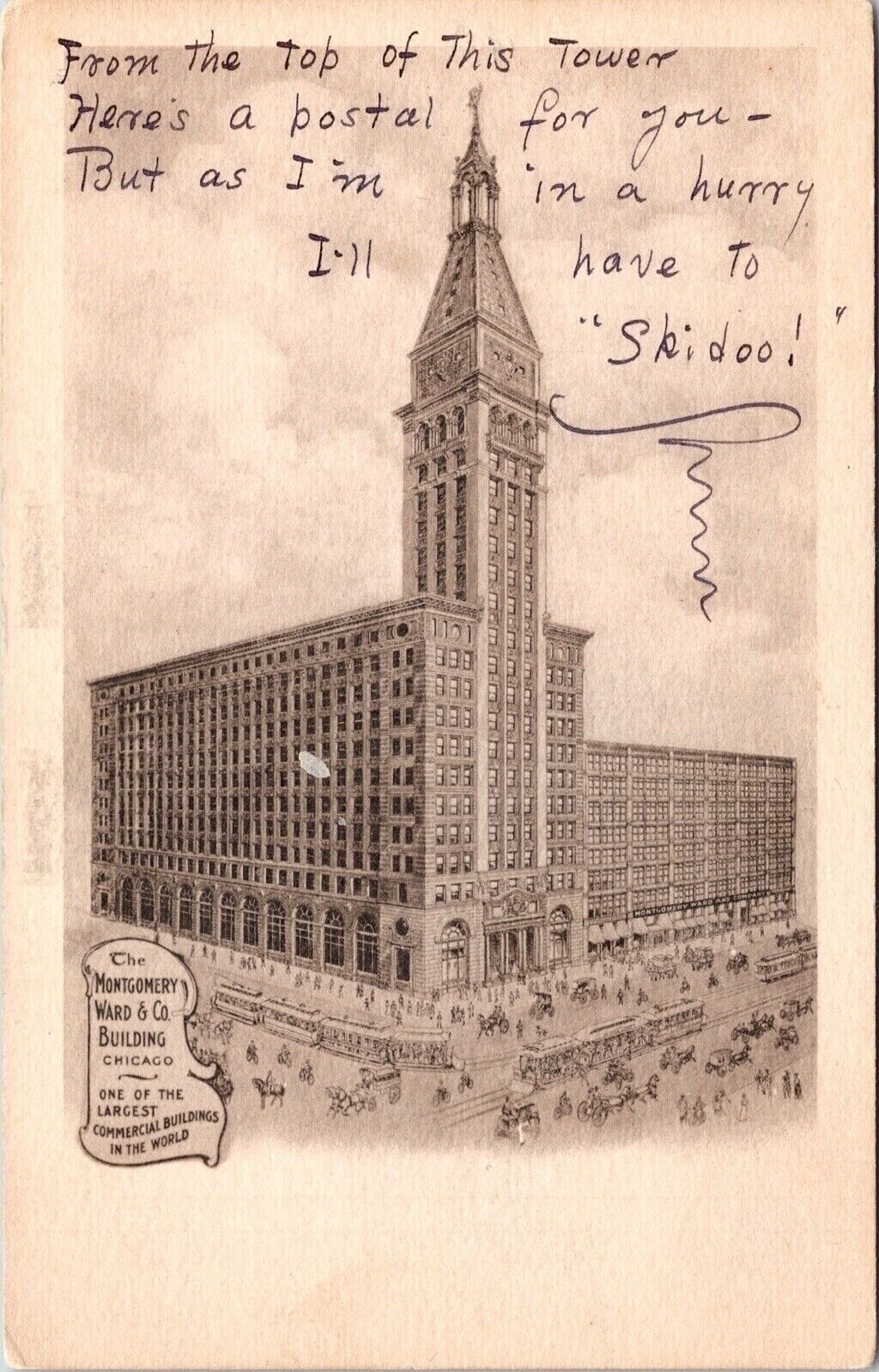 Montgomery Ward & Co Building Downtown Chicago Illinois UDB WOF Postcard