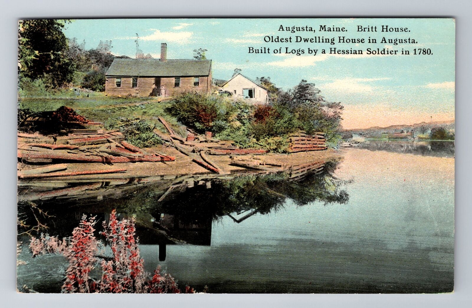 Augusta ME-Maine, Historic 1780 Britt House, Antique Vintage Souvenir Postcard